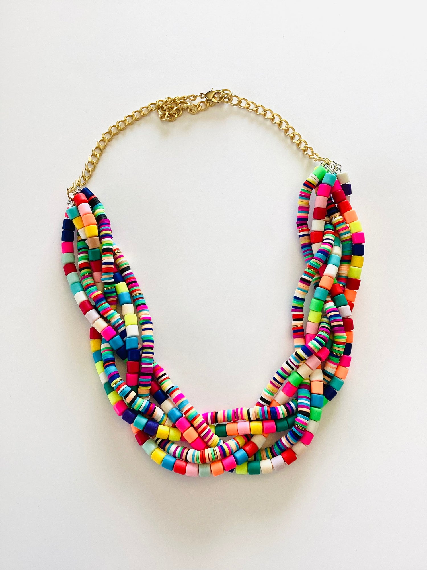 Heishi Braided Statement Necklace in Carnivale - KaraMarie
