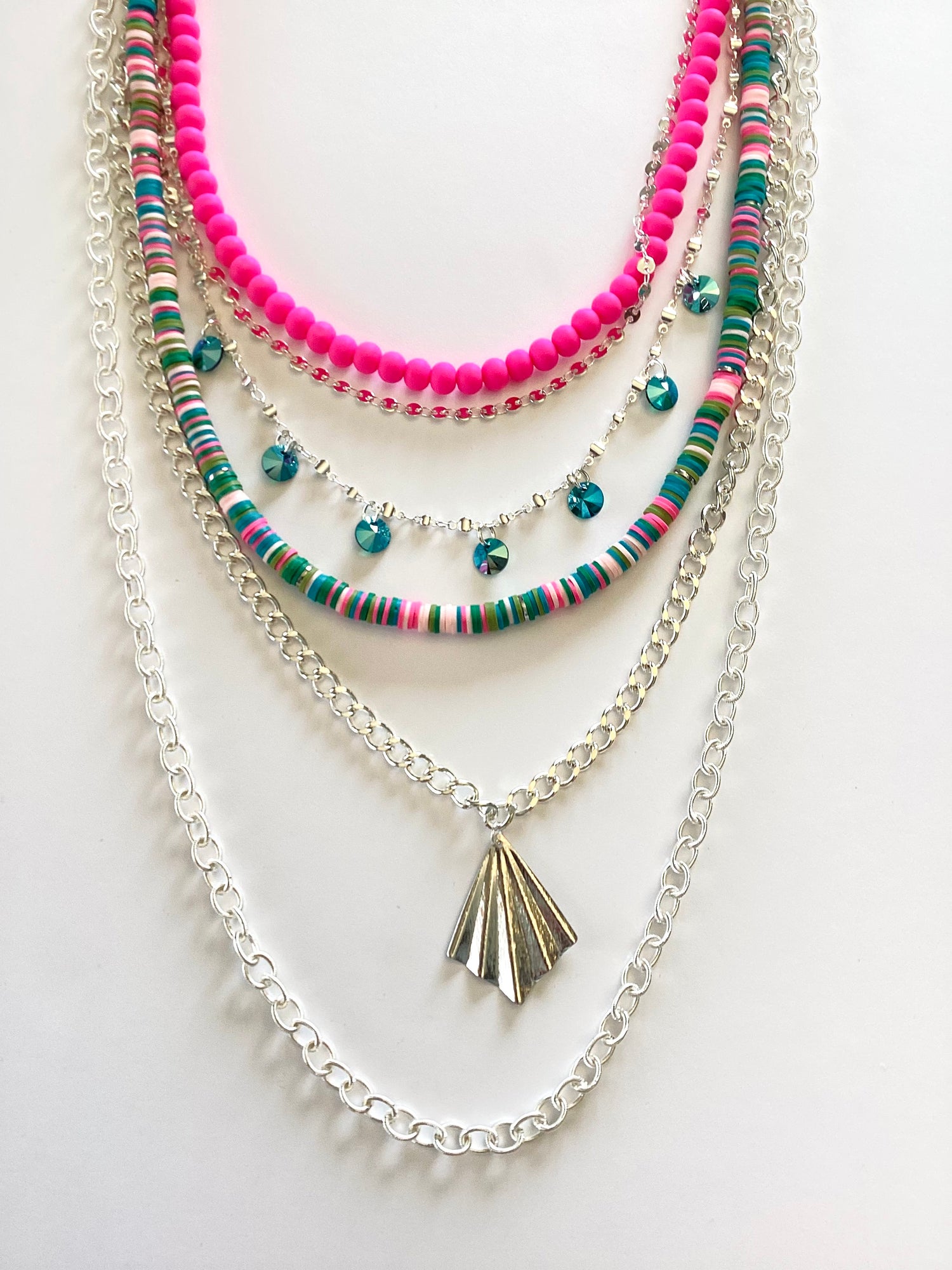 Layers of Color Statement Necklace in Rose Garden