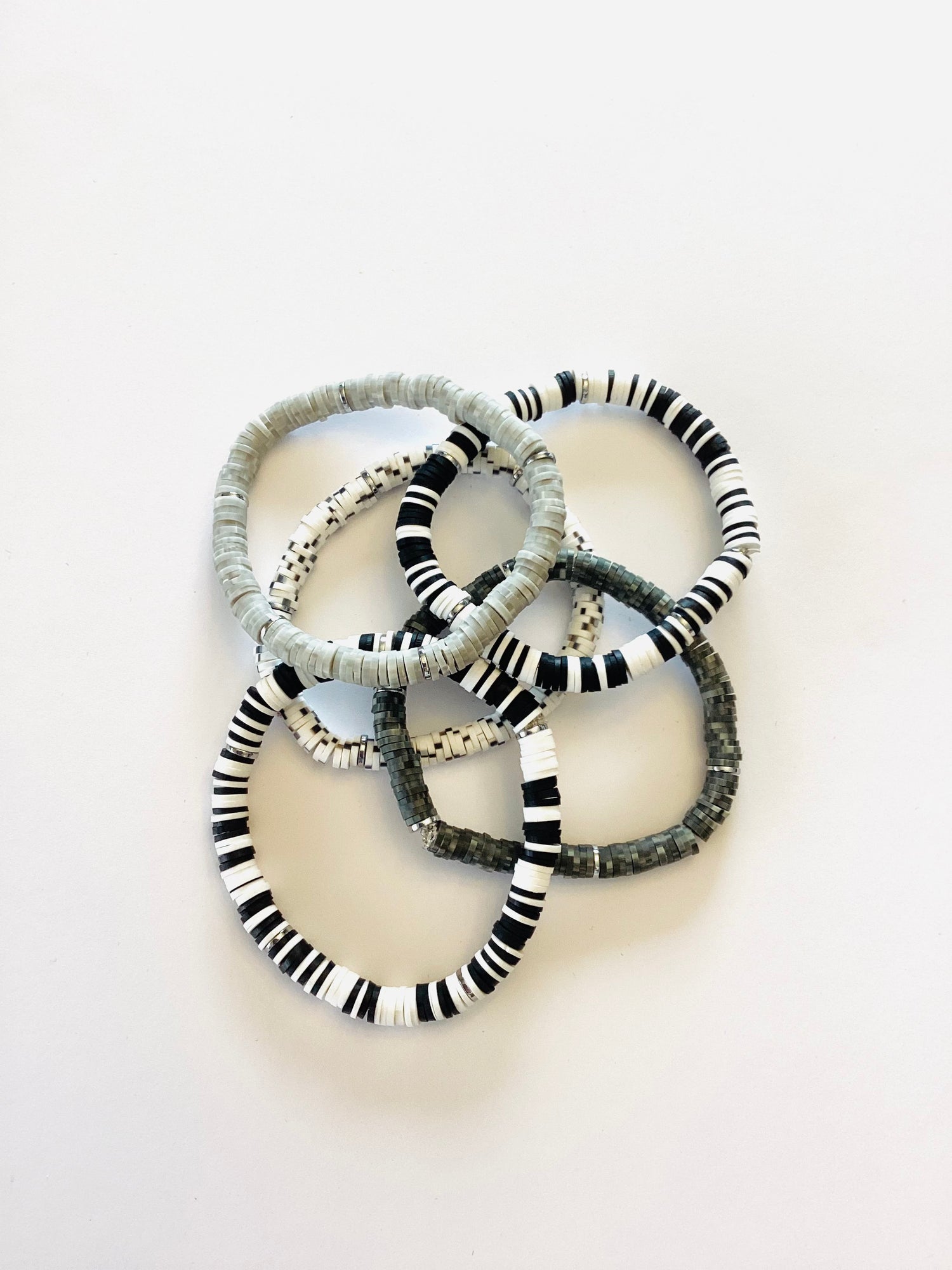 Monochrome Magic Collection :: Heishi Stretch Bracelet Stack {Multiple Colors!} - KaraMarie