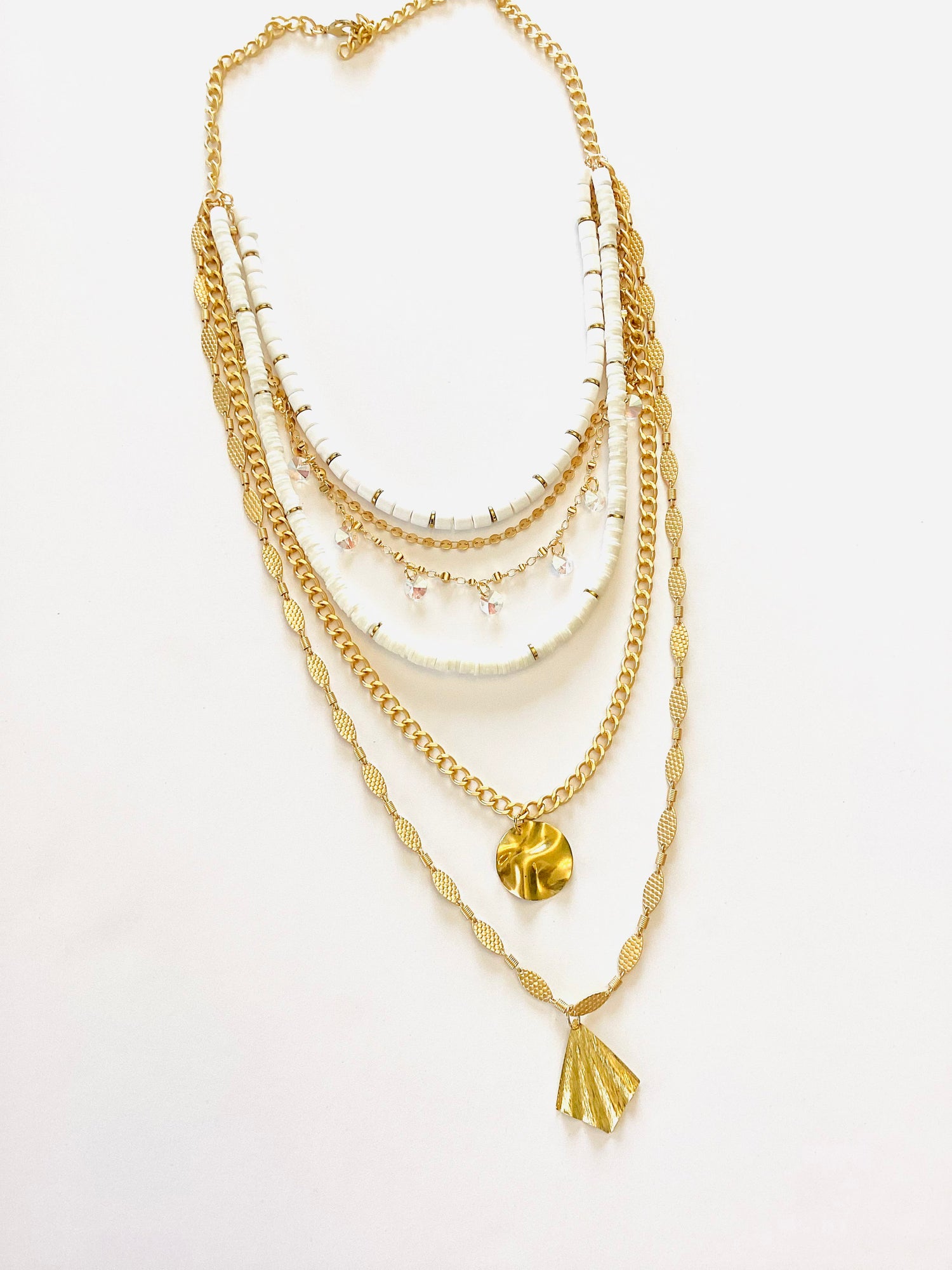 Layers of Color Statement Necklace in Ivory Glow