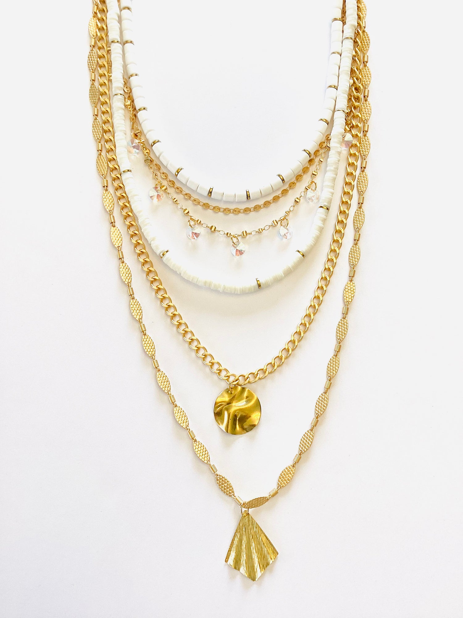 Layers of Color Statement Necklace in Ivory Glow