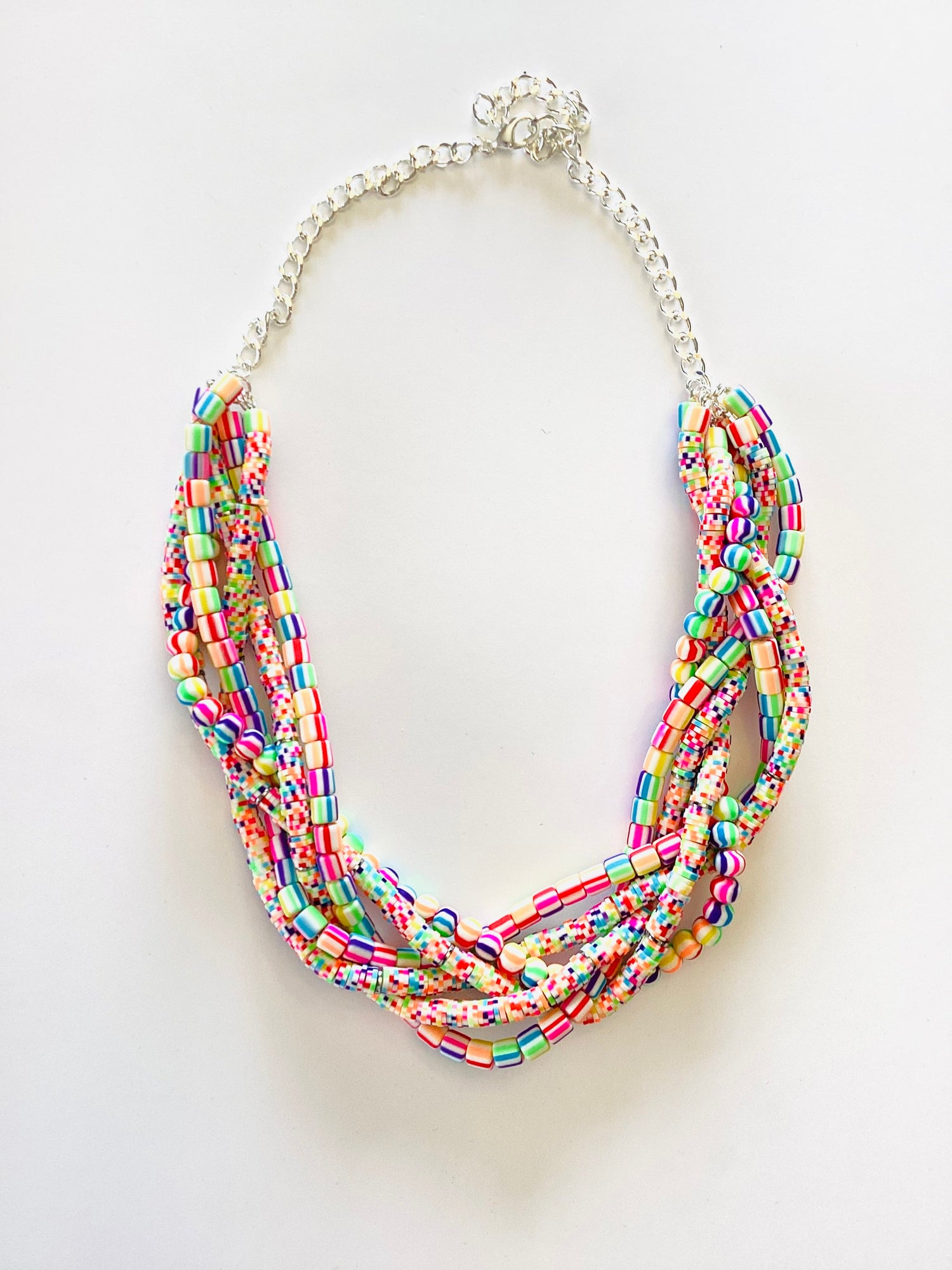 Heishi Braided Statement Necklace in Rainbow Bright - KaraMarie