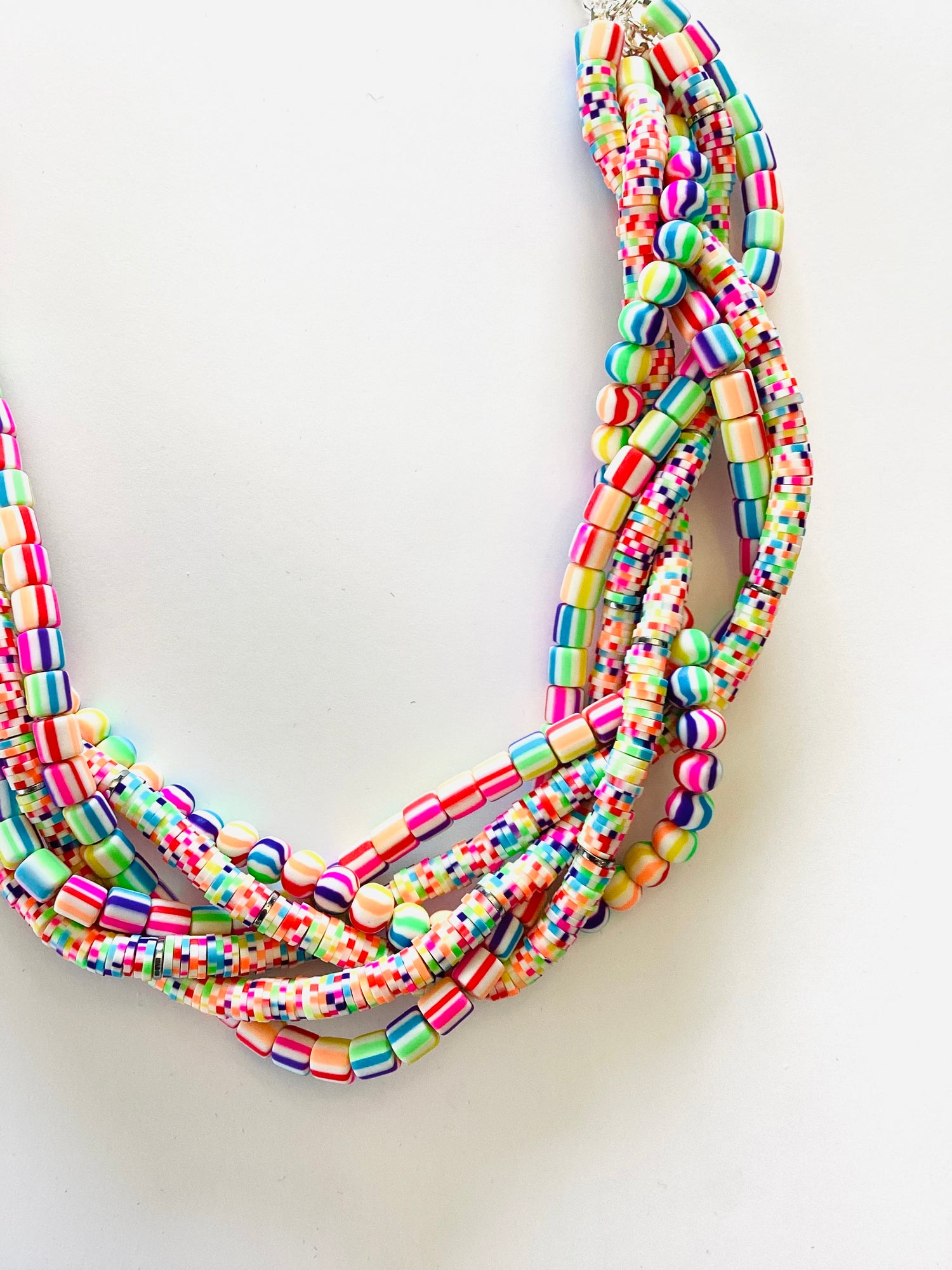 Heishi Braided Statement Necklace in Rainbow Bright - KaraMarie
