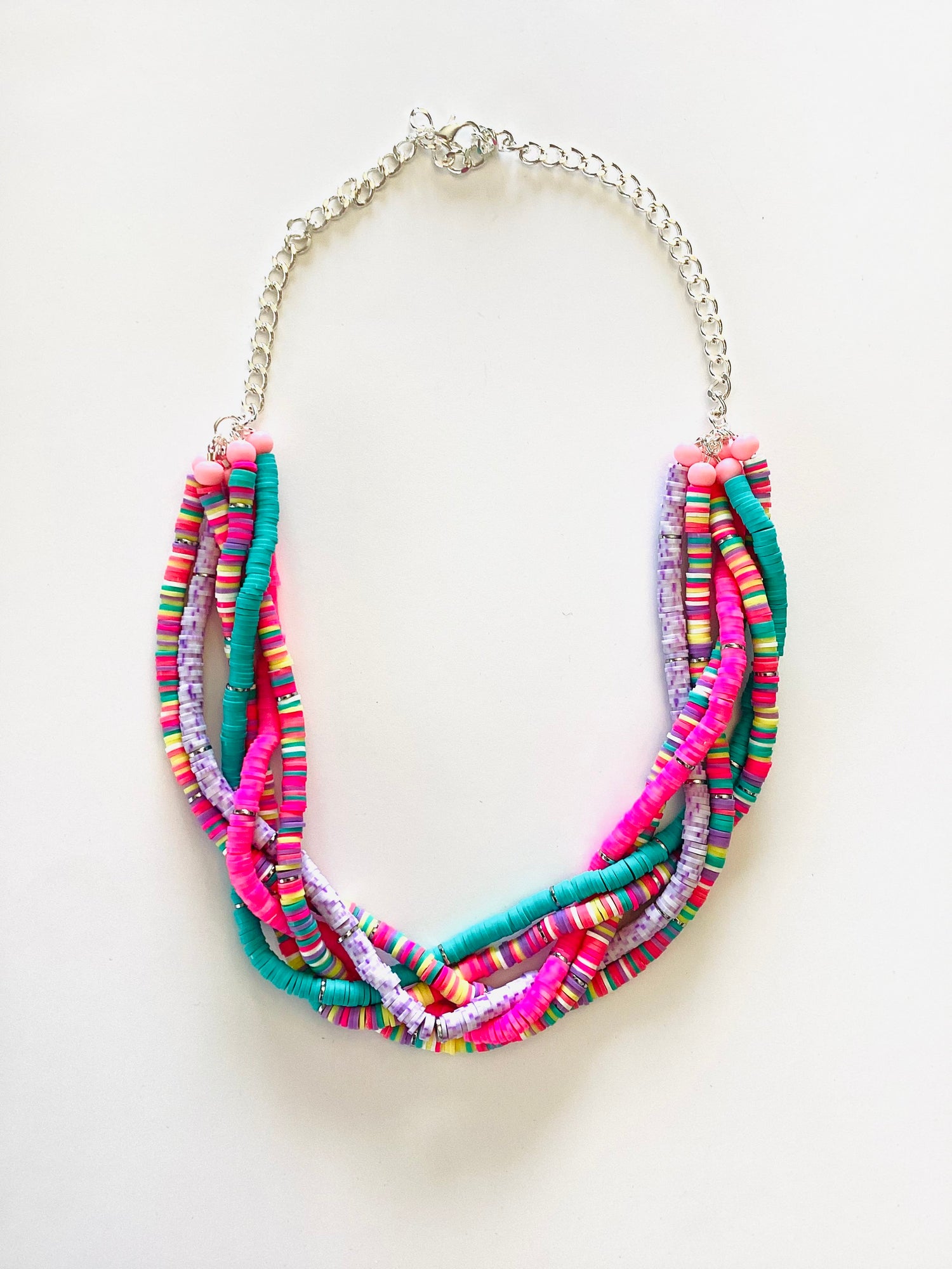 Heishi Braided Statement Necklace in Tropicana