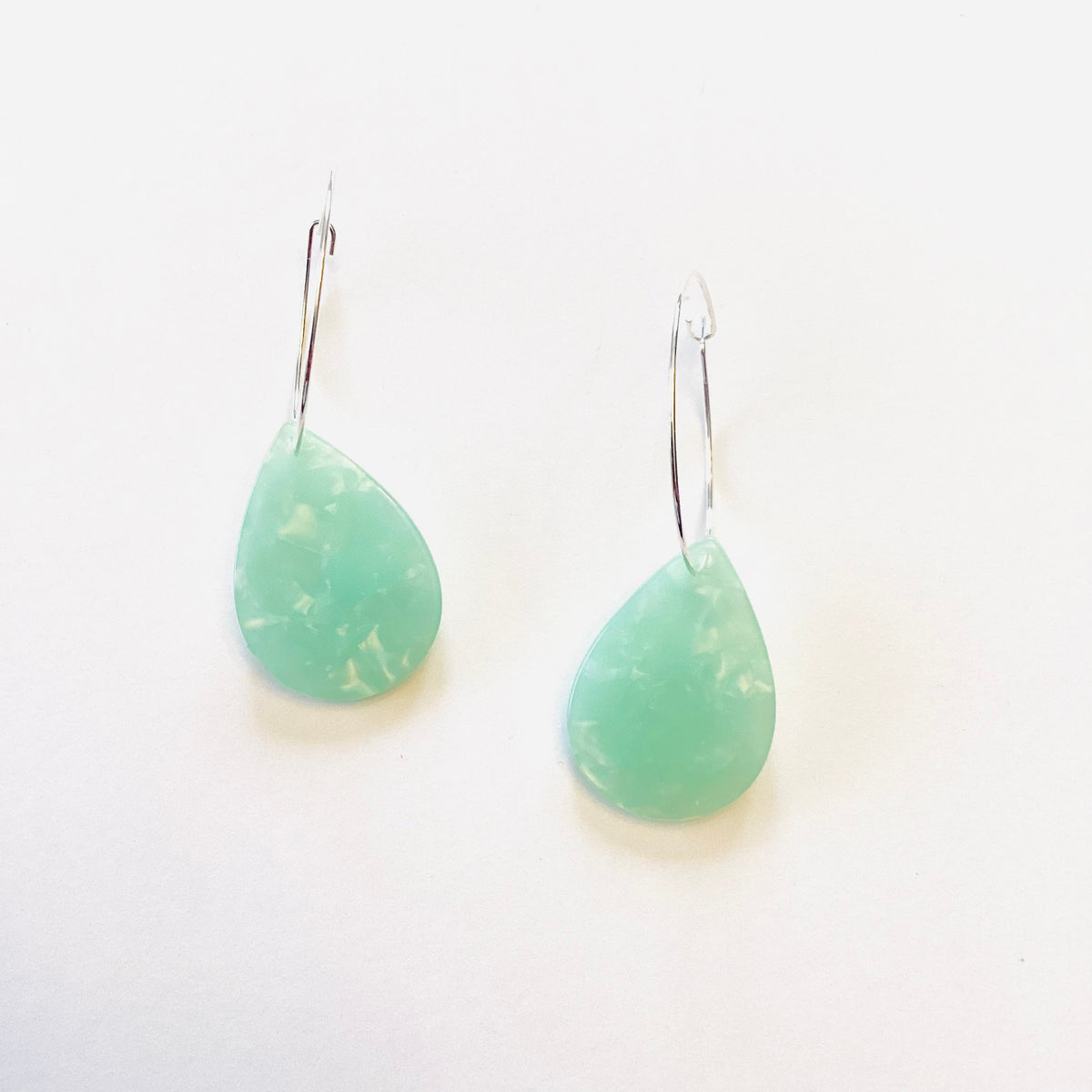 Minty Teardrop Hoop Earrings - KaraMarie