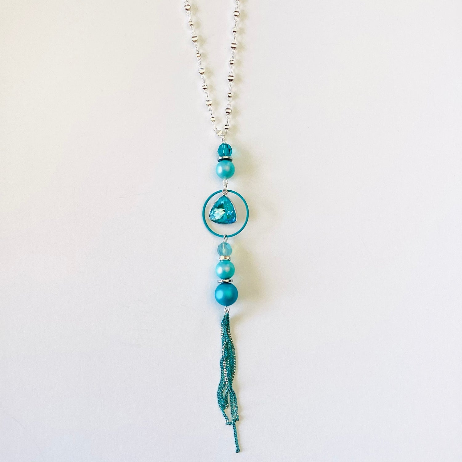 Totally Turquoise Long Tassel Fringe Necklace