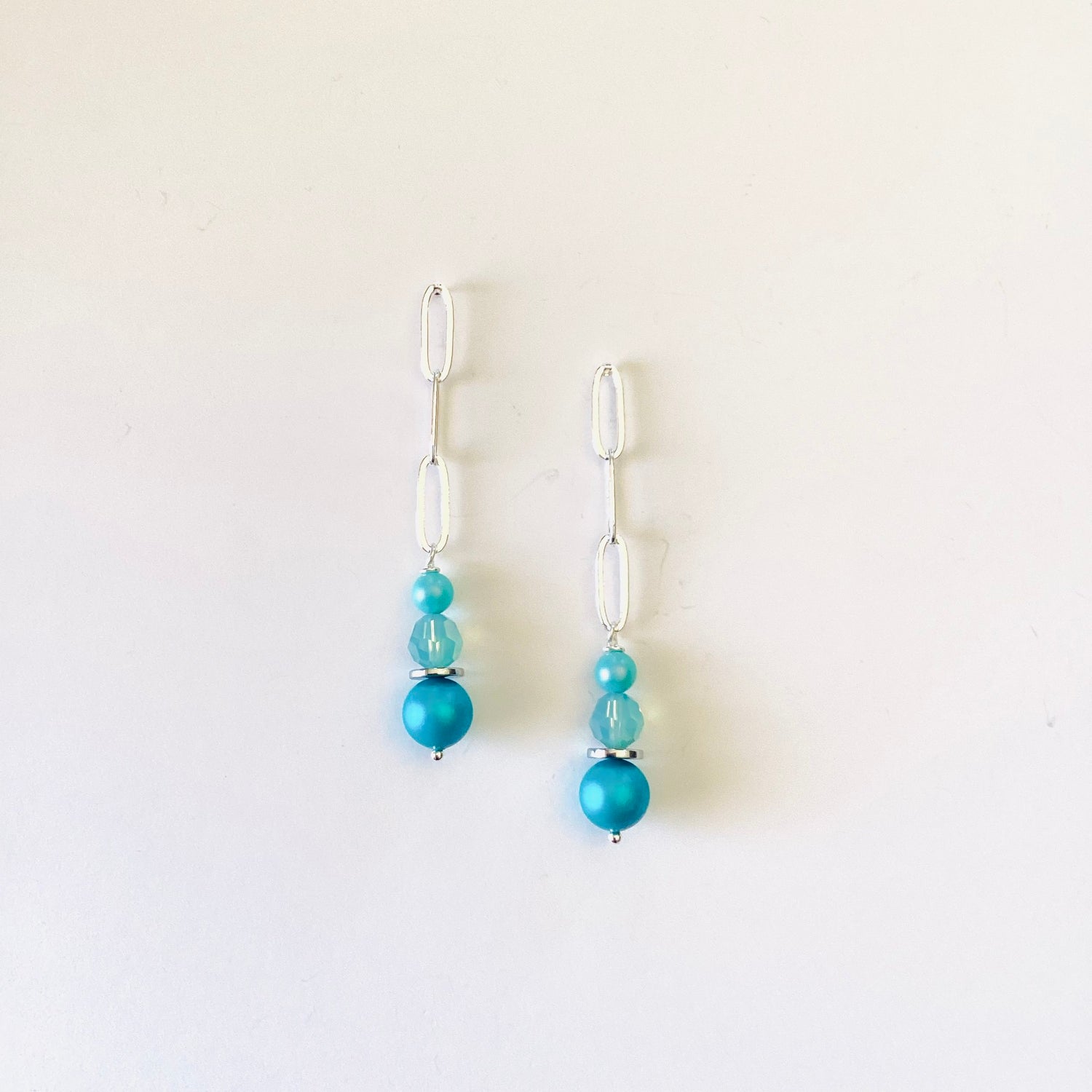 Paperclip Turquoise Love Drop Earrings