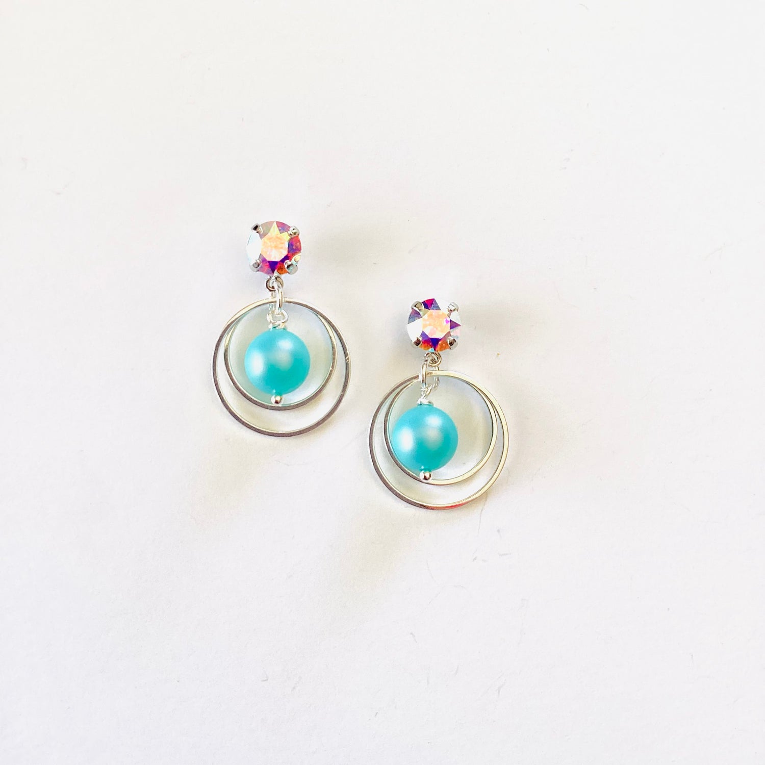 The Whitney Earring in Iridescent Light Turquoise