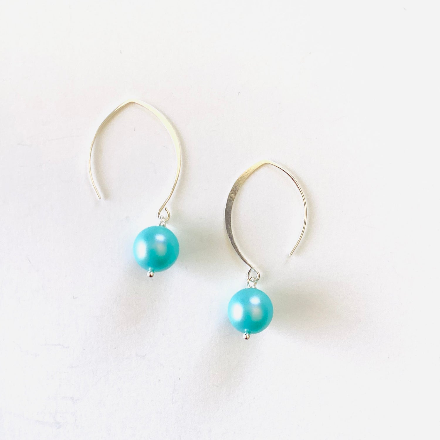 Pearl Drop Earrings in Iridescent Light Turquoise
