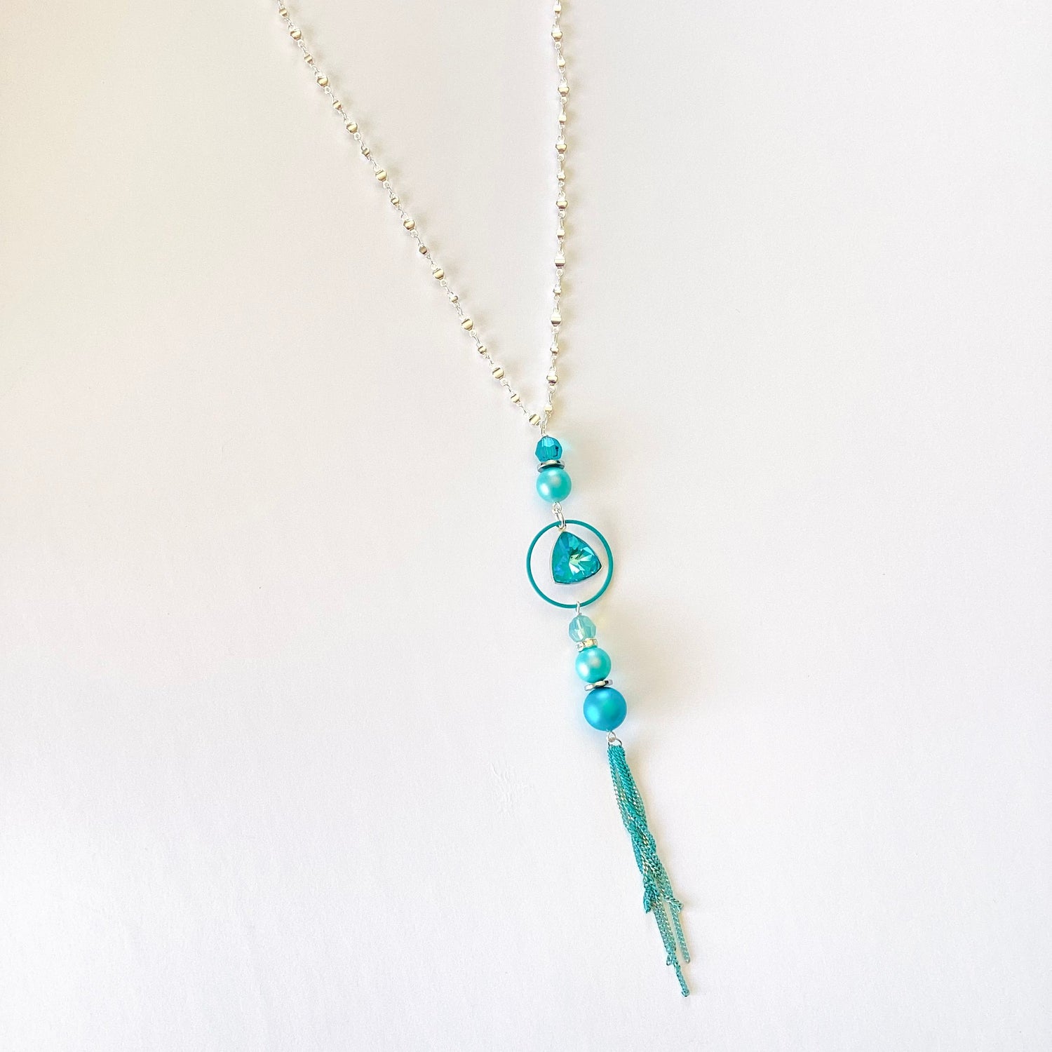 Totally Turquoise Long Tassel Fringe Necklace