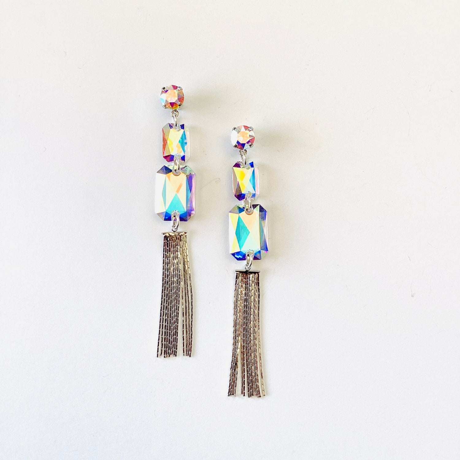 Aurora Fringe Earrings in Crystal AB - KaraMarie