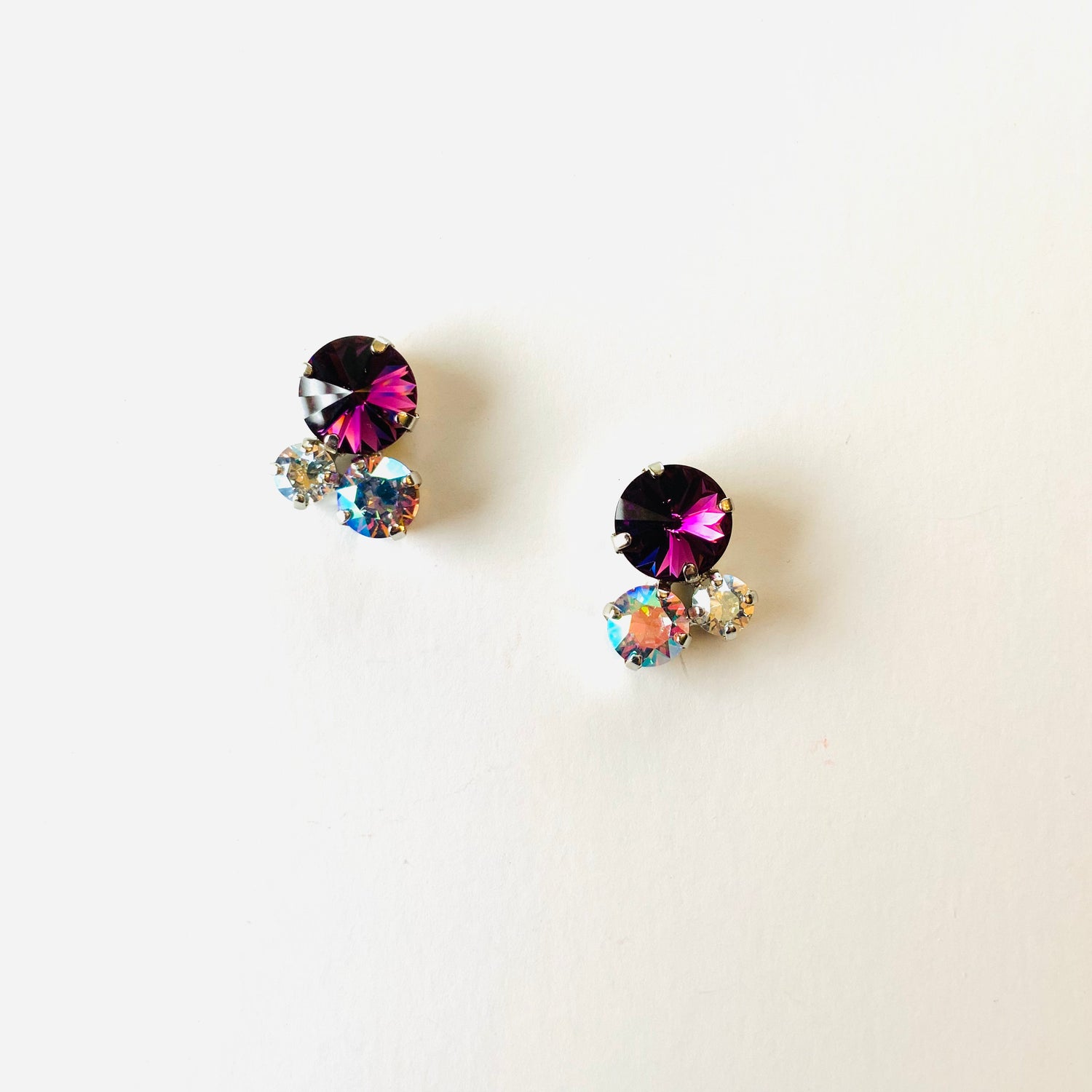 Cluster Post Earring Featuring Violet AB - KaraMarie