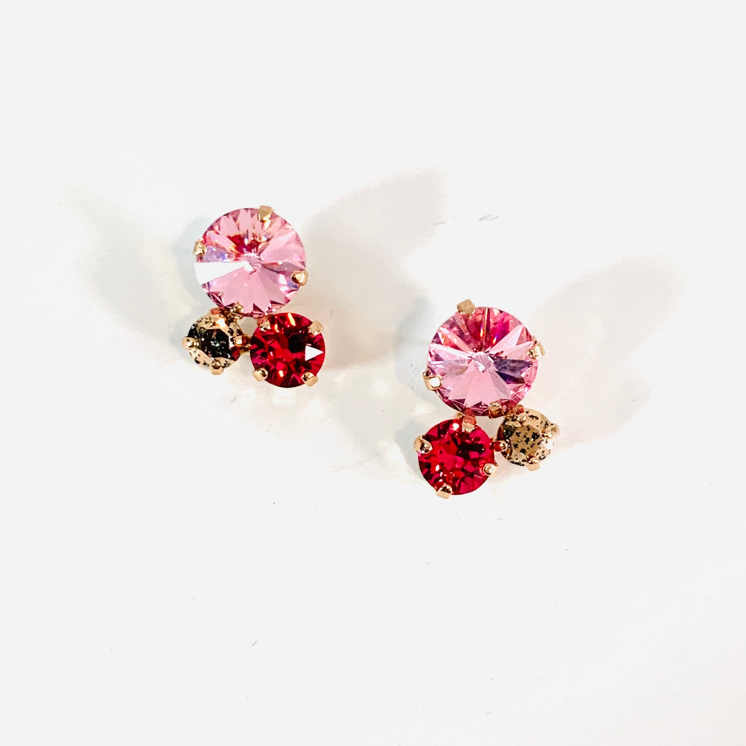 Cluster Earrings featuring Pink Shades - KaraMarie