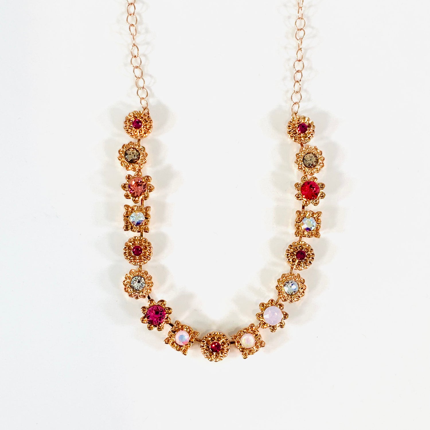 Ornate Flower Necklace in Rose Gold
