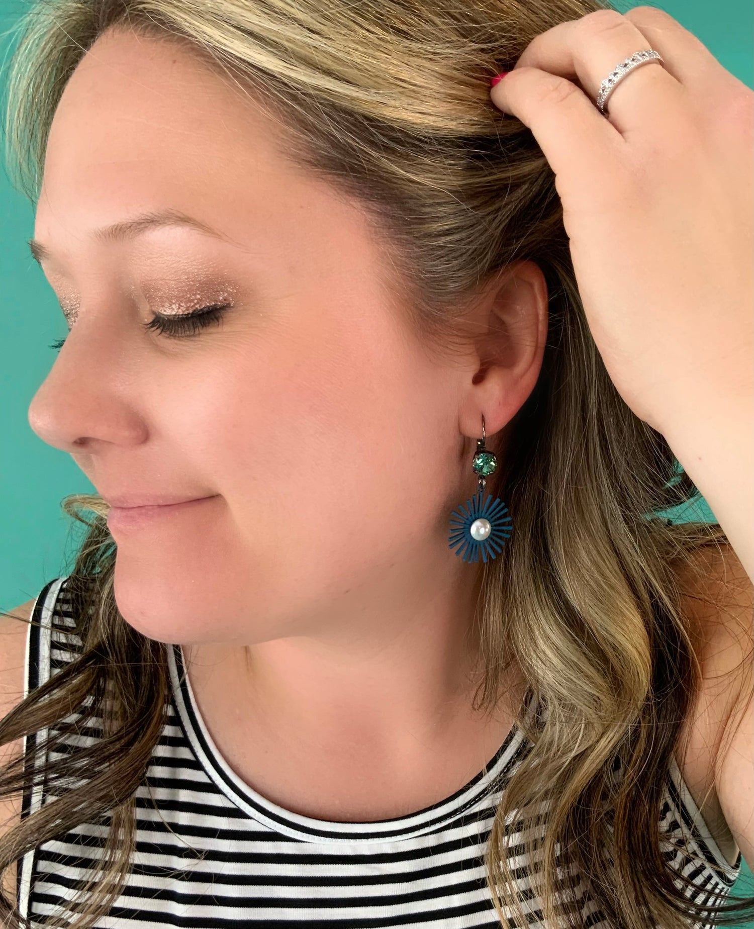 Blue Sunburst Earrings