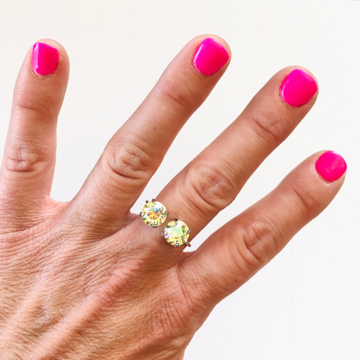 Double Simple Round Ring featuring Jonquil AB