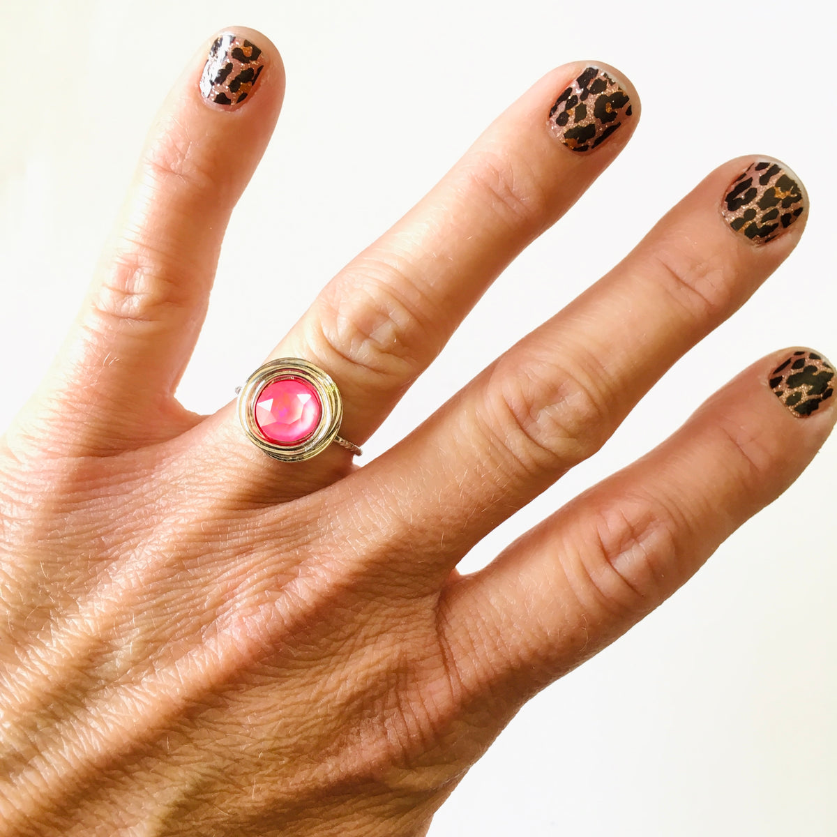 Swirl Solitaire Ring featuring Ultra Pink Coral AB - KaraMarie