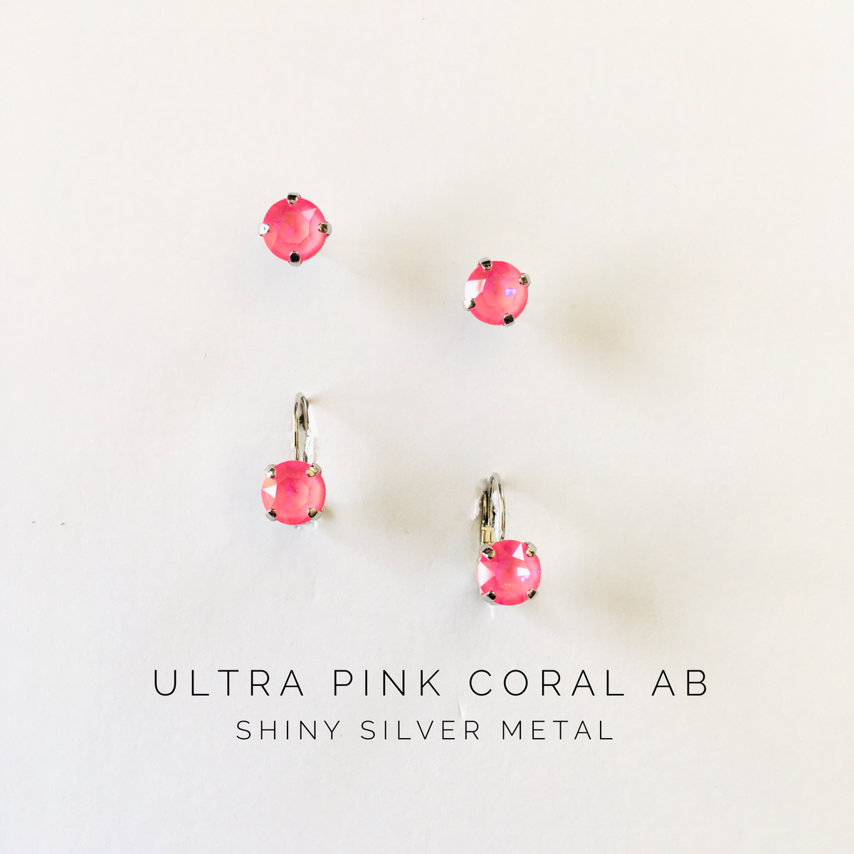 8mm Drop OR Post featuring Ultra Pink Coral AB - KaraMarie