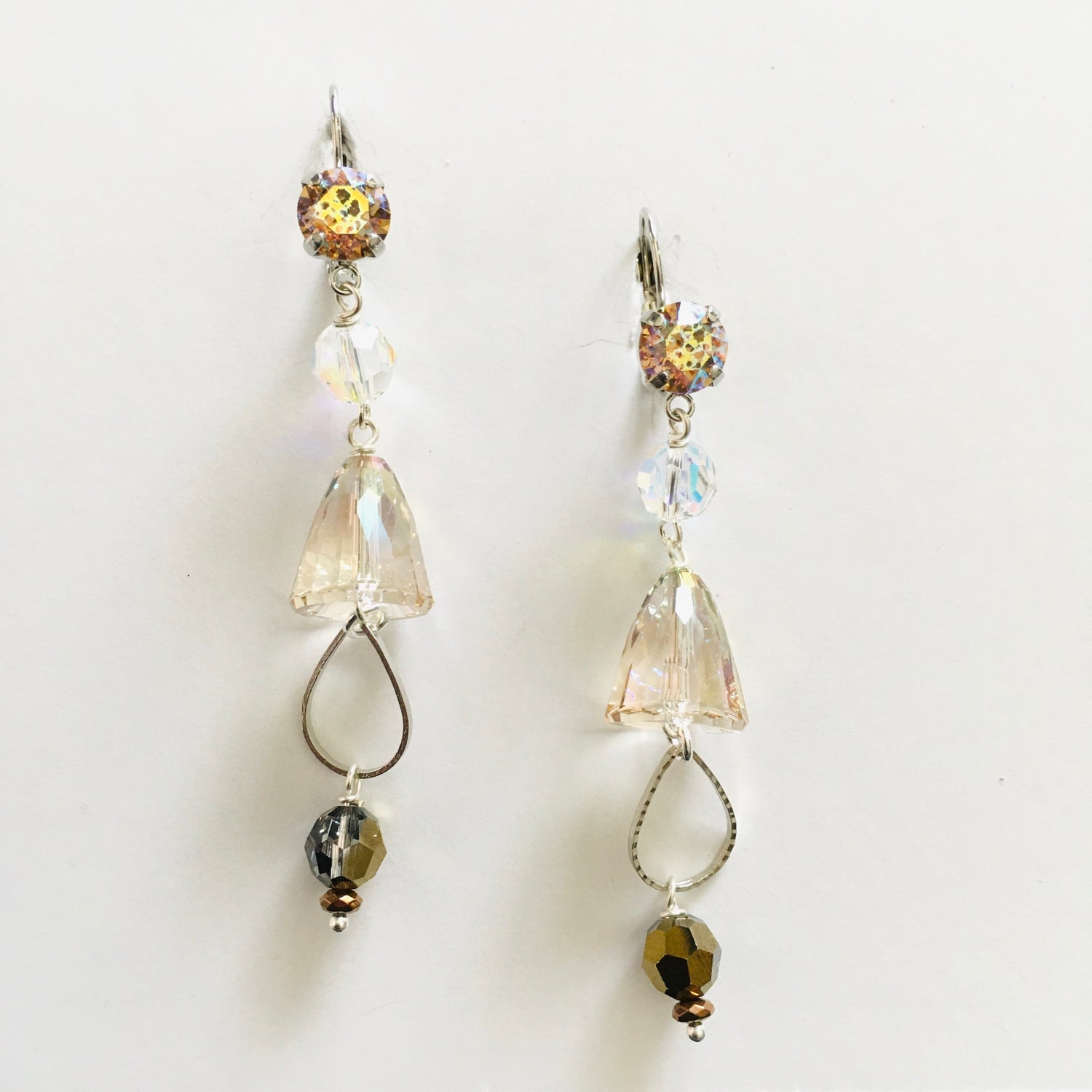 Art Deco Long Chandelier Earring featuring LCT White Patina - KaraMarie
