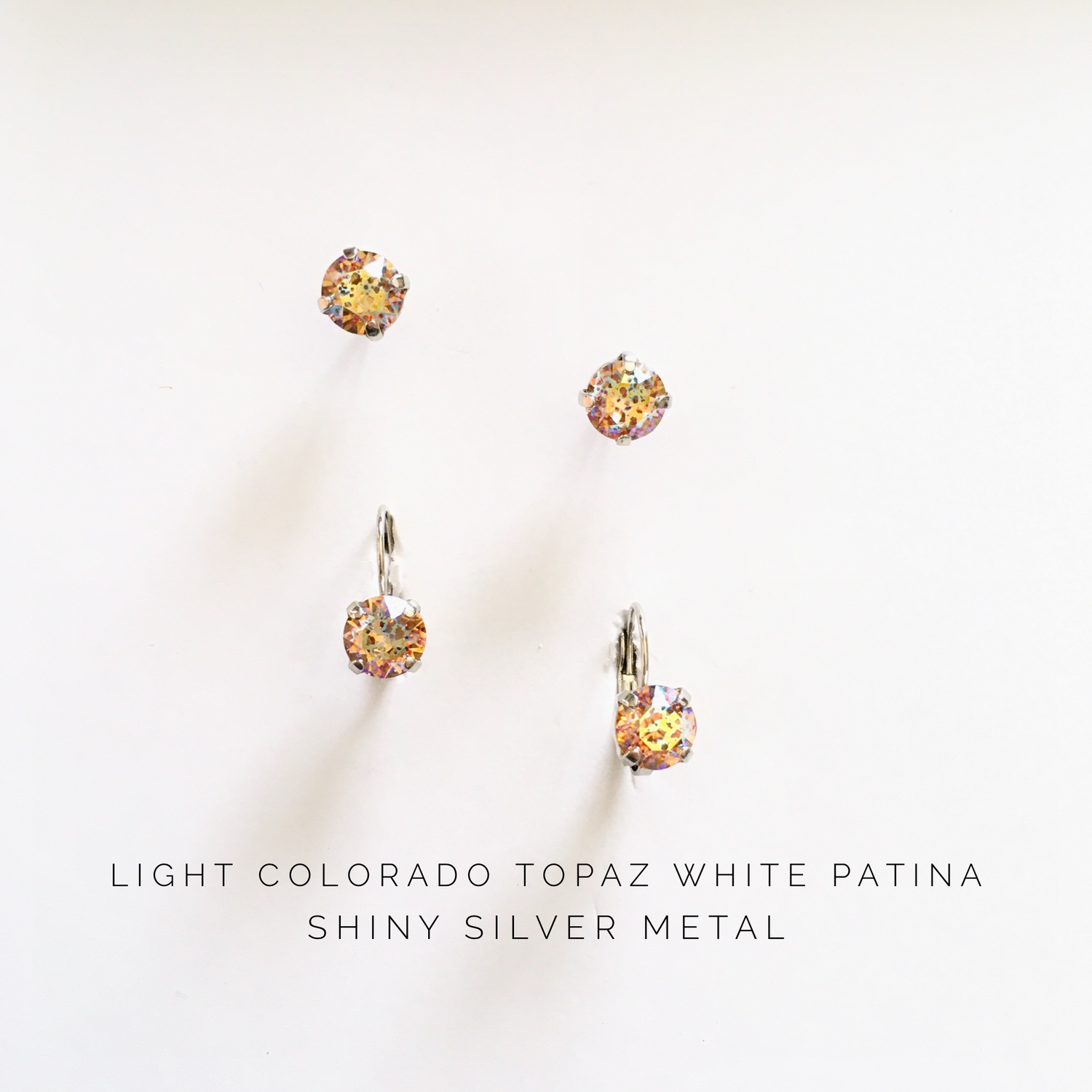 8mm Drop OR Post featuring Lt Colorado Topaz White Patina