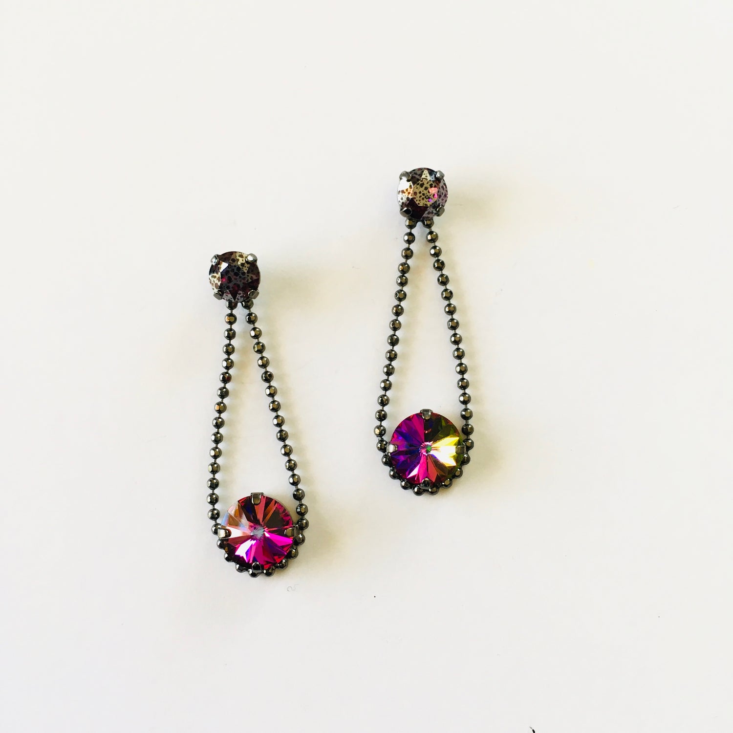 Rope Drop Earrings featuring Electra + Amethyst Silver Patina - KaraMarie