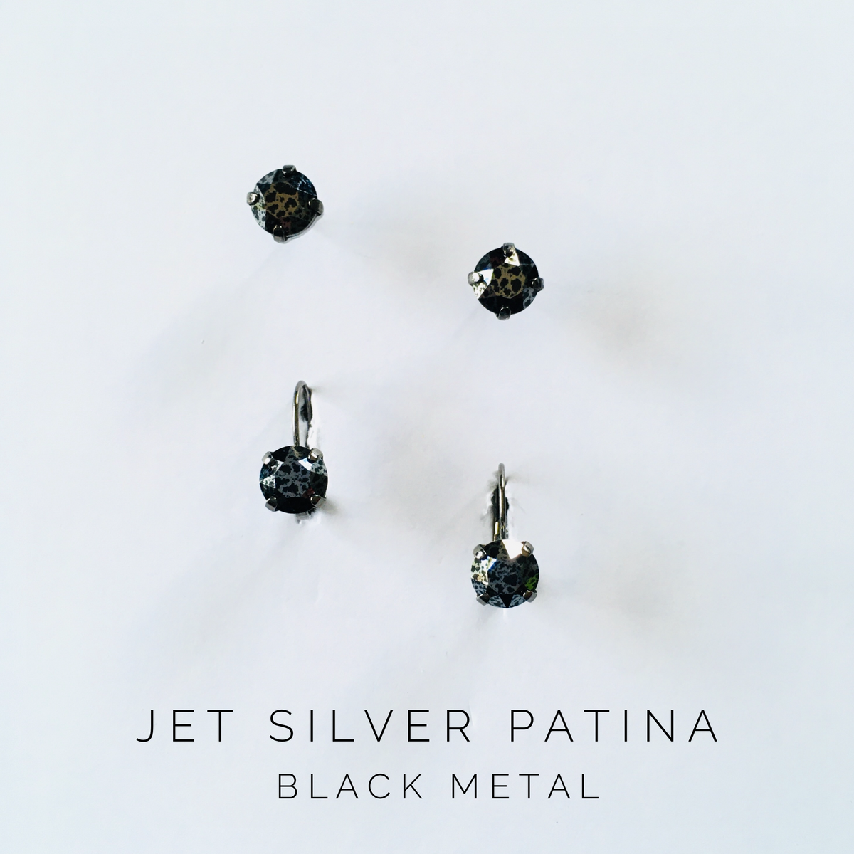 8mm Drop OR Post Earring in Jet Silver Patina - KaraMarie