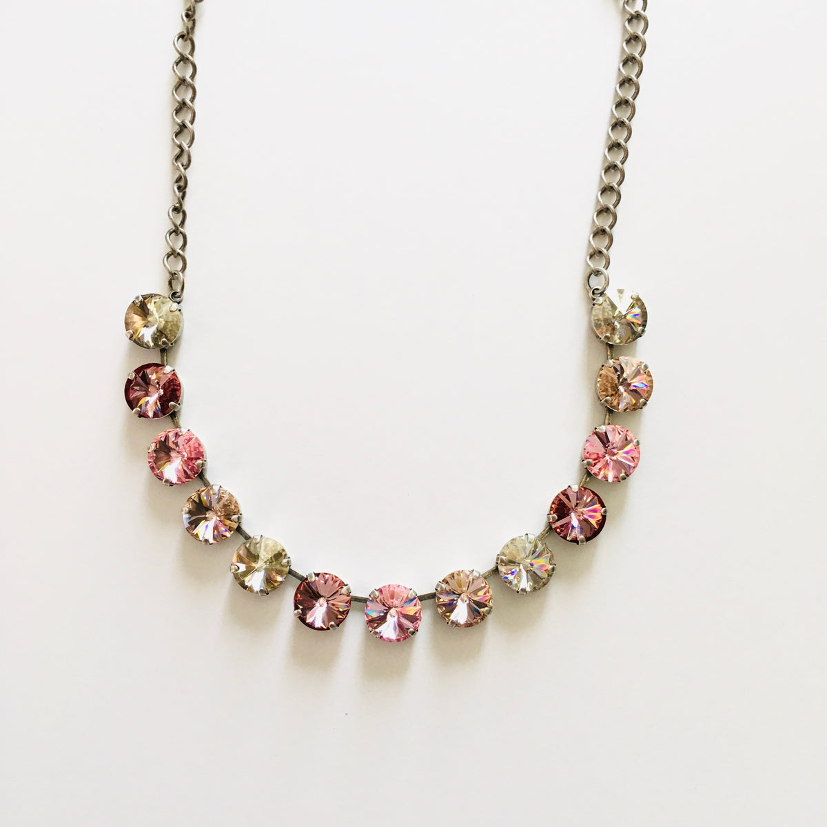 Mauve + Nude Shades Diamonds Necklace - KaraMarie