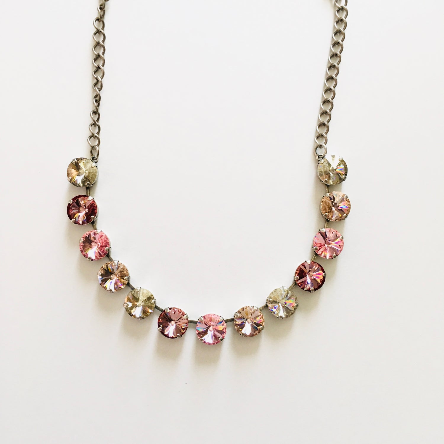 Mauve + Nude Shades Diamonds Necklace - KaraMarie