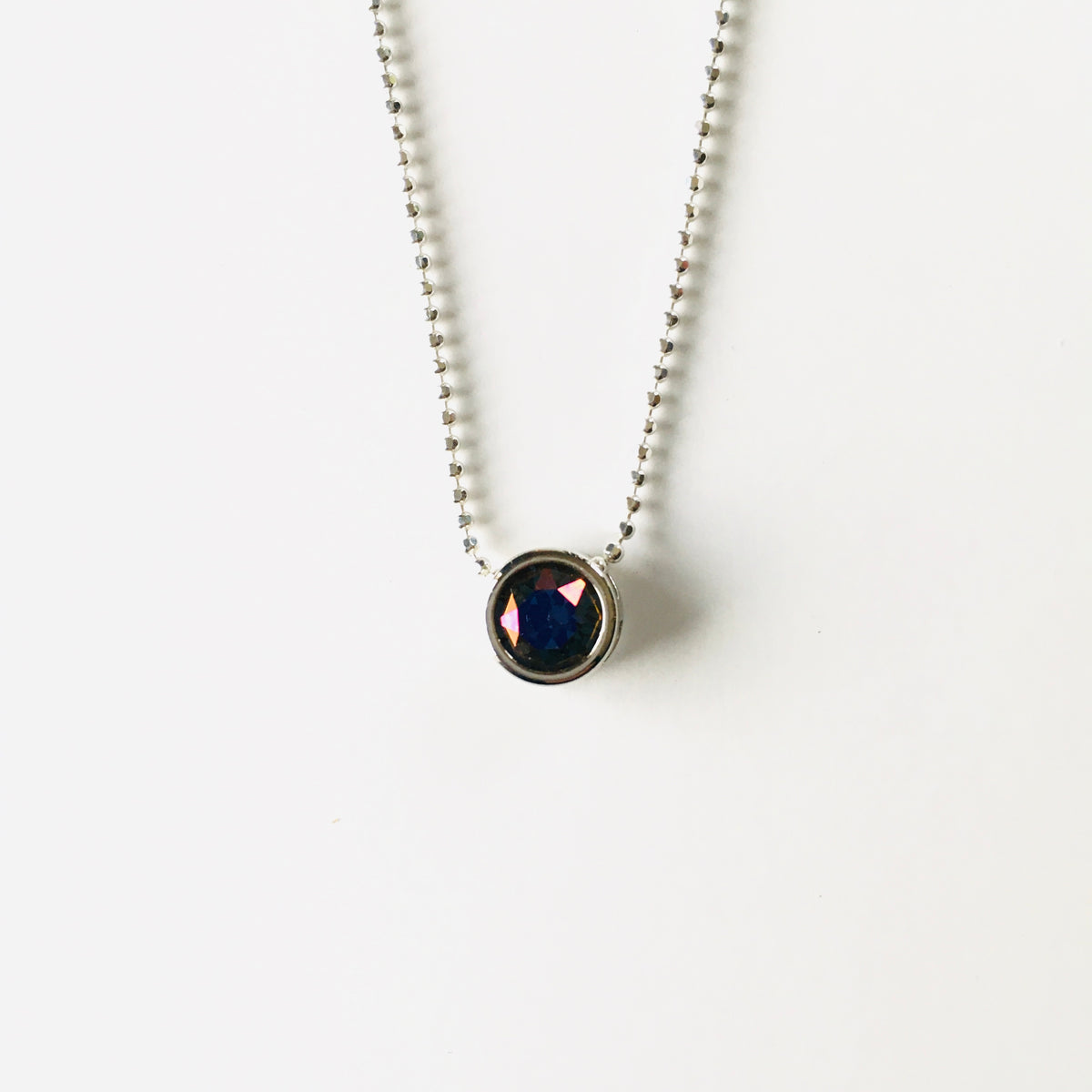Simple Pendant Slide Necklace featuring Sapphire Brandy - KaraMarie
