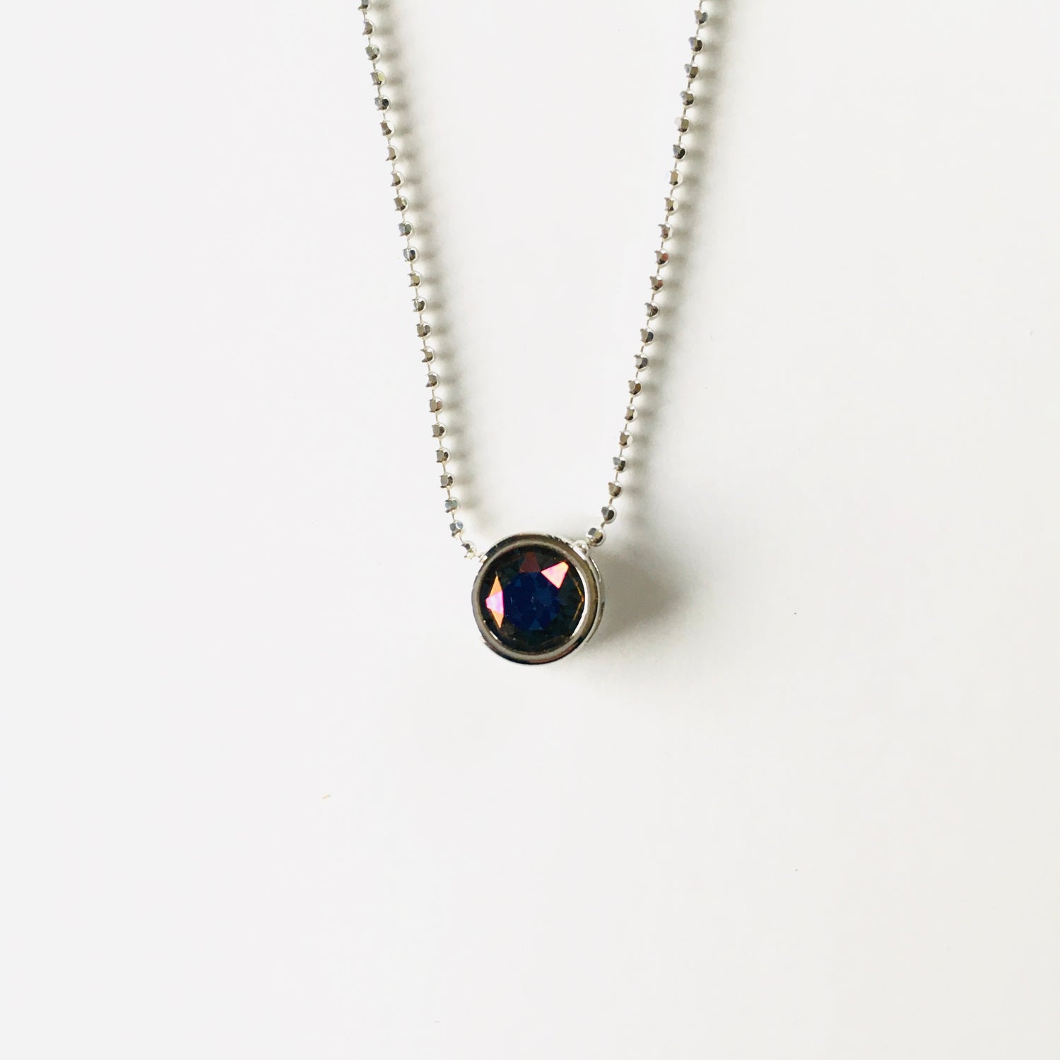 Simple Pendant Slide Necklace featuring Sapphire Brandy - KaraMarie