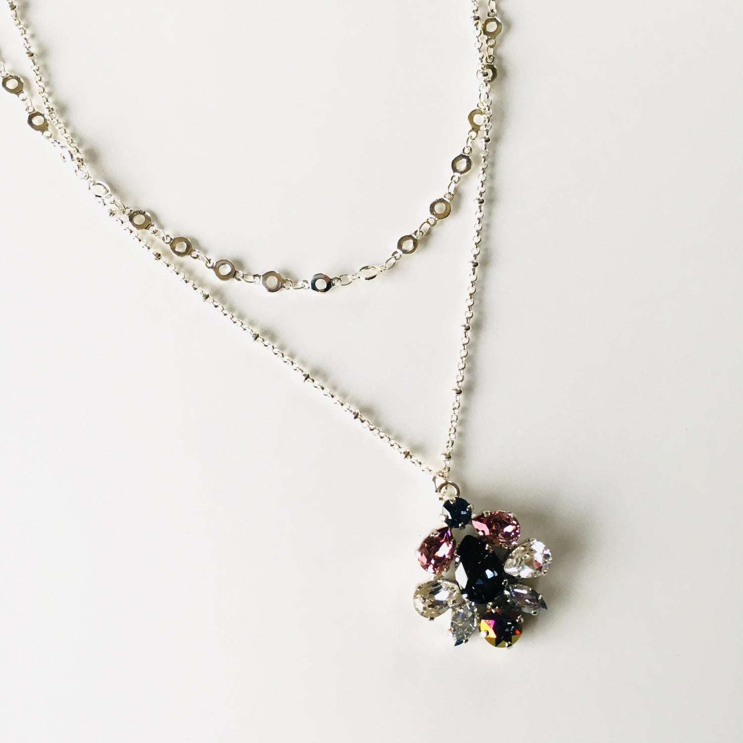 Fancy Double Strand Necklace featuring Sapphire Brandy