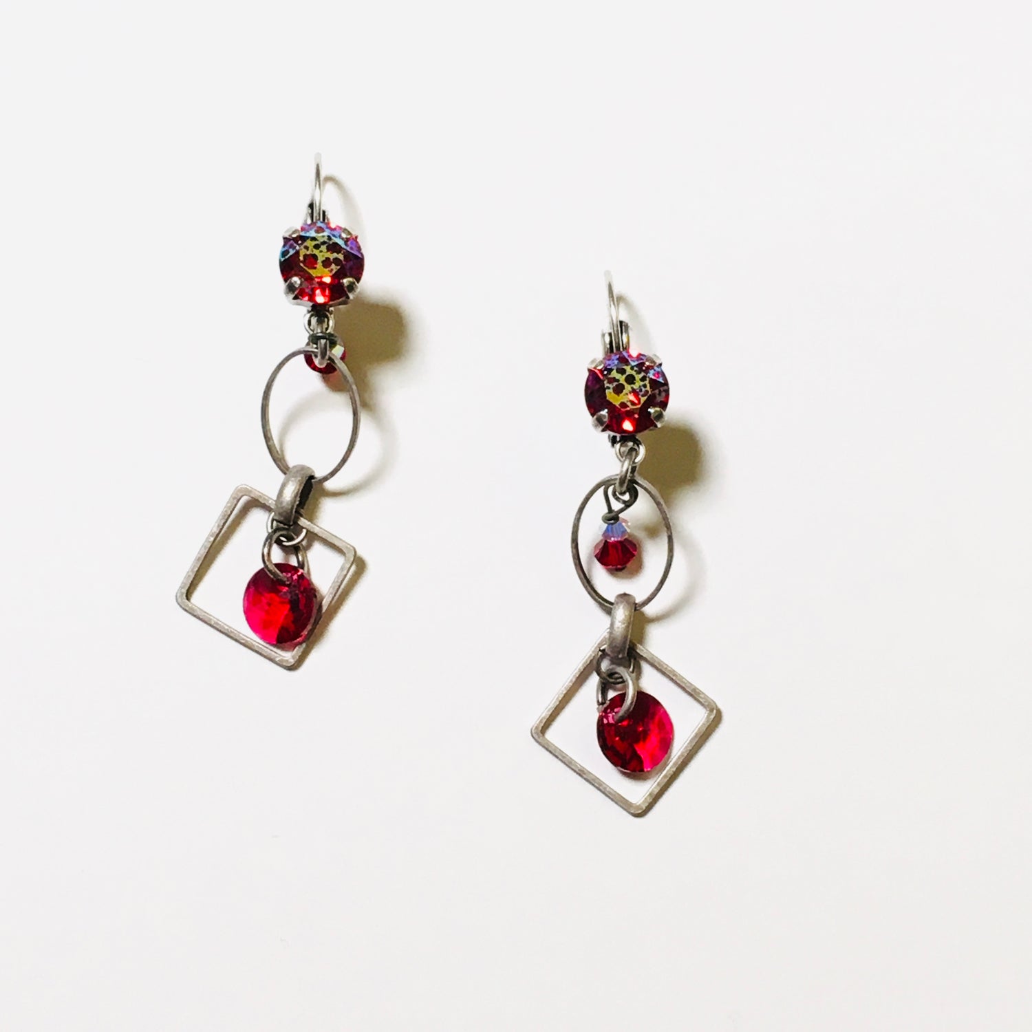 Red Charm Earrings featuring Scarlet AB Patina