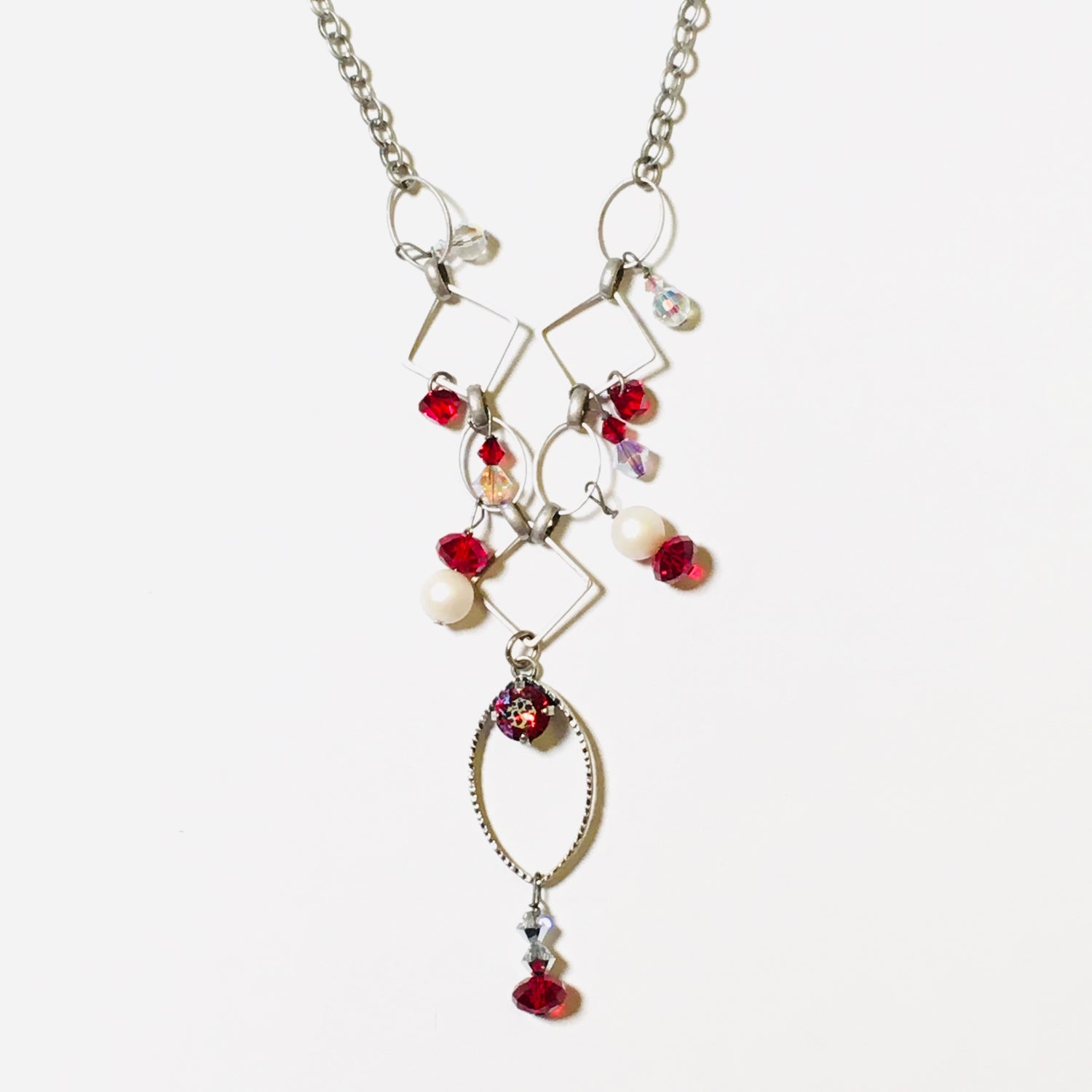 Red Charm Necklace featuring Scarlet AB Patina - KaraMarie