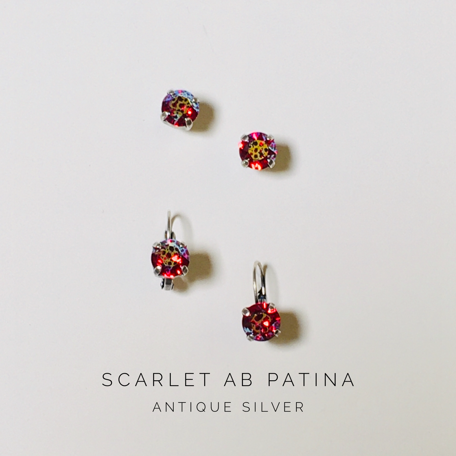 8mm Drop OR Post featuring Scarlet AB Patina