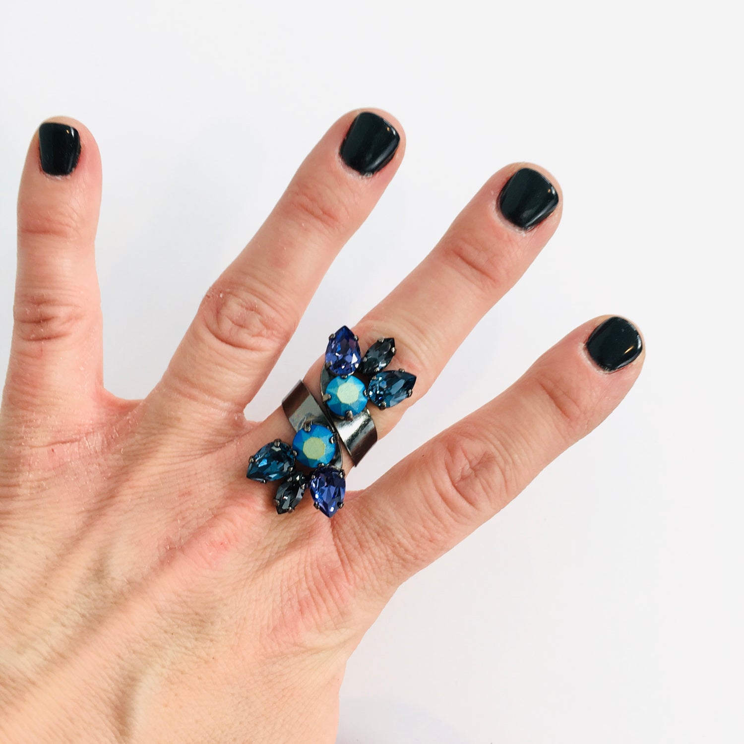 Floral Wrap Ring featuring Jet Pastel