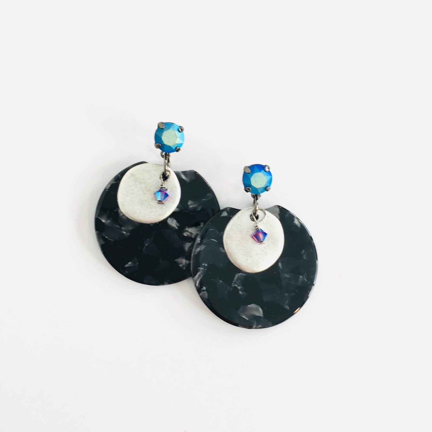 Black Marble Earrings featuring Jet Pastel - KaraMarie