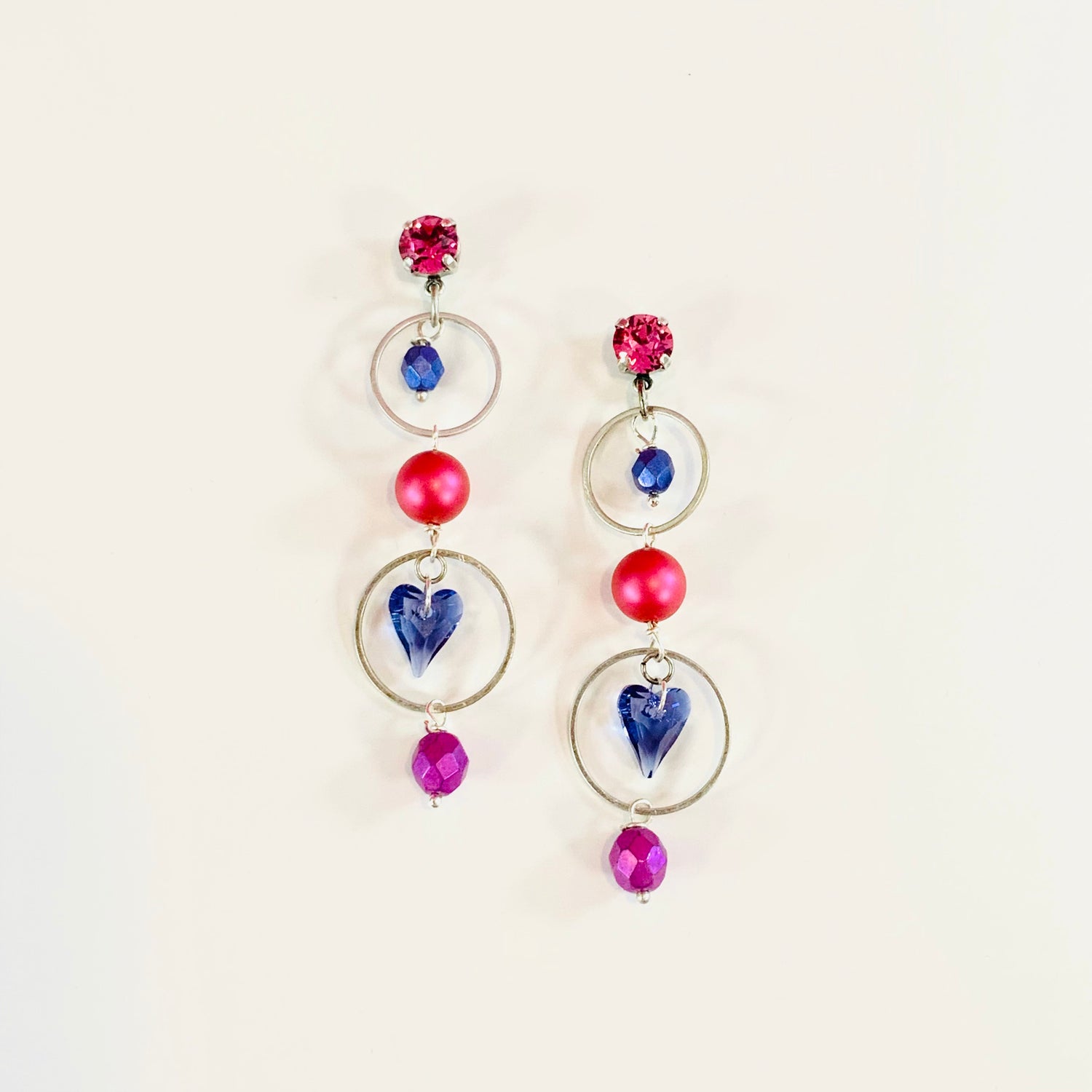 Long Floating Heart Earrings