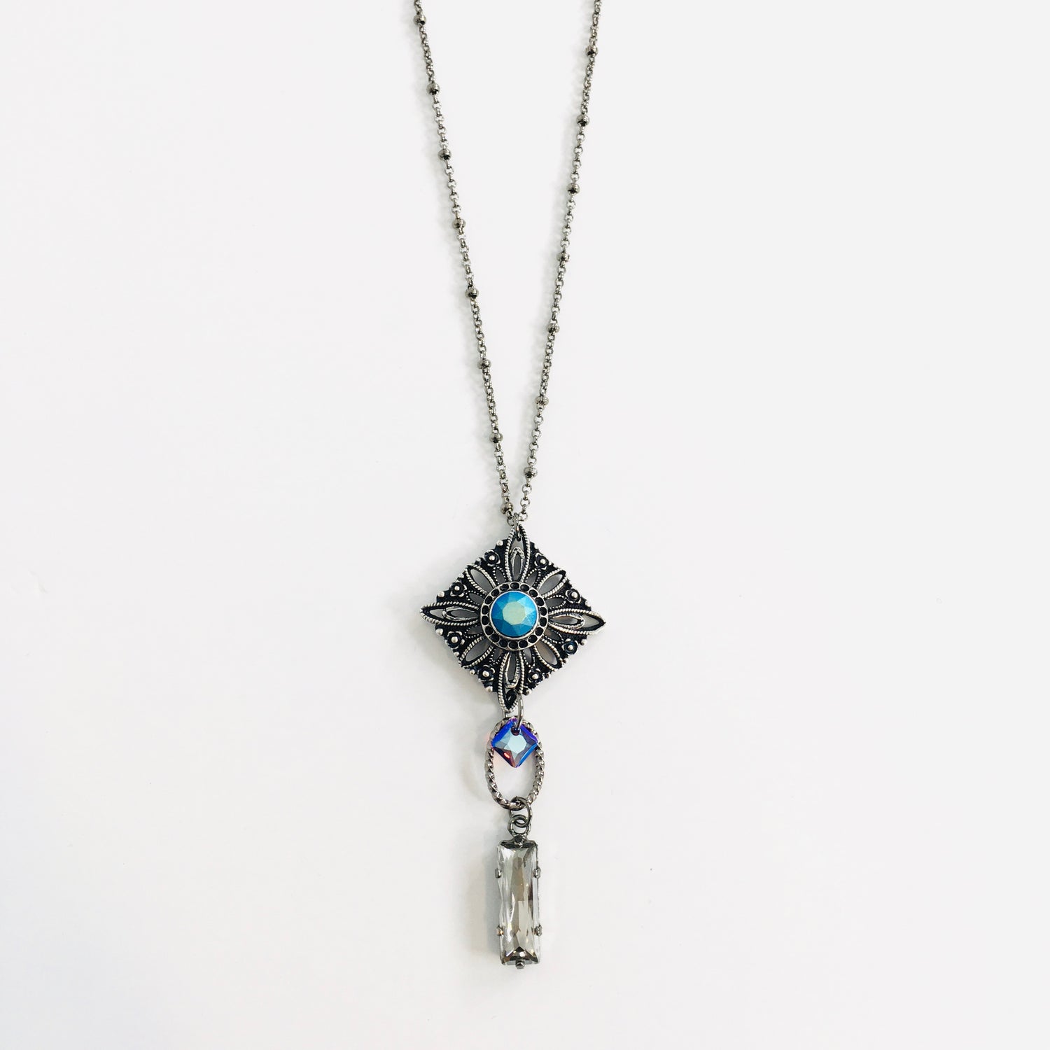 Ornate Long Necklace featuring Jet Pastel - KaraMarie
