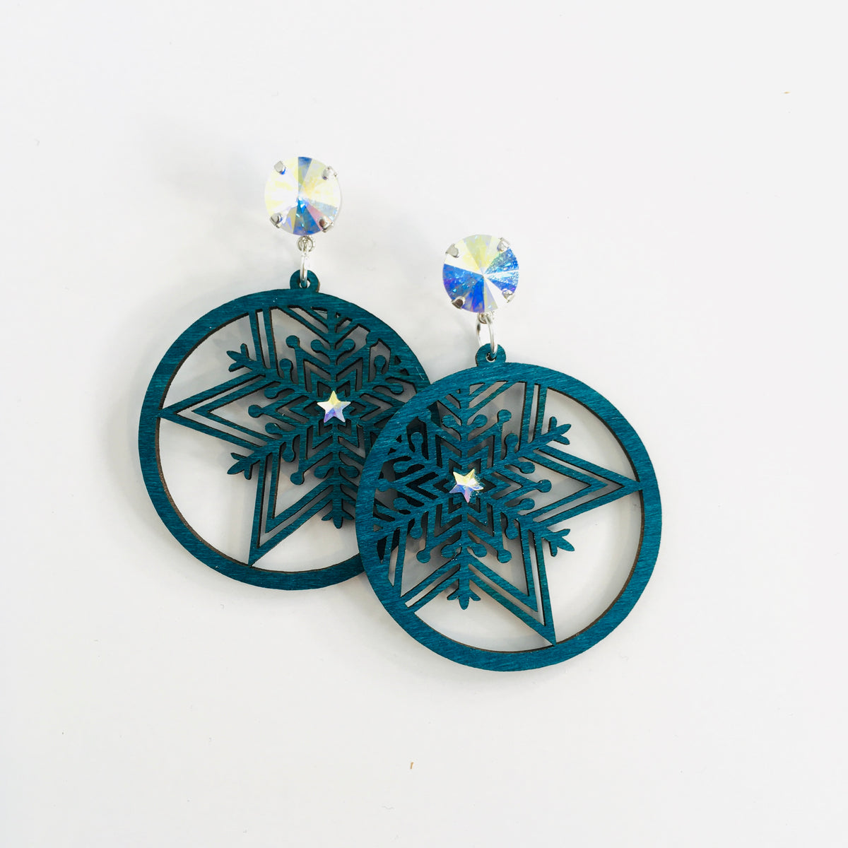 Snowflake Star Wood Earrings - KaraMarie