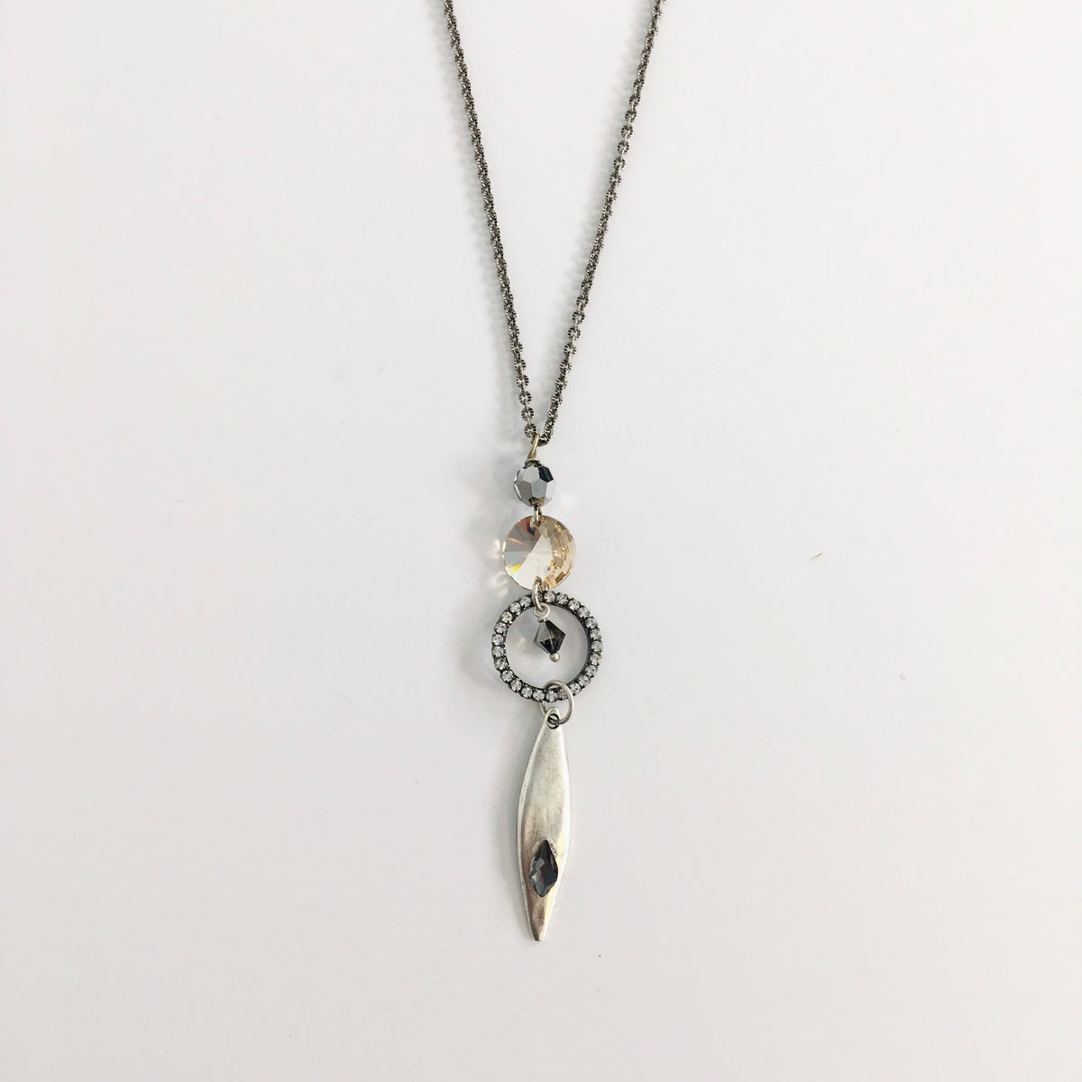 Silk Champagne Chandlier Long Necklace - KaraMarie