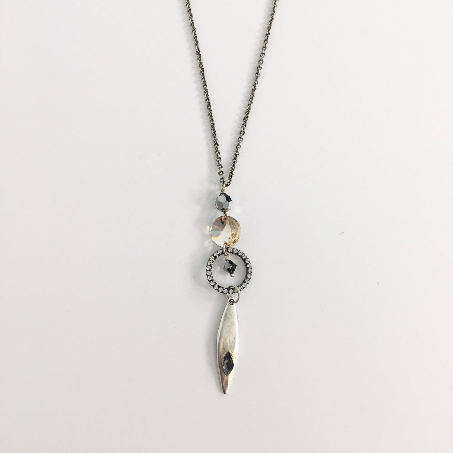 Silk Champagne Chandlier Long Necklace - KaraMarie