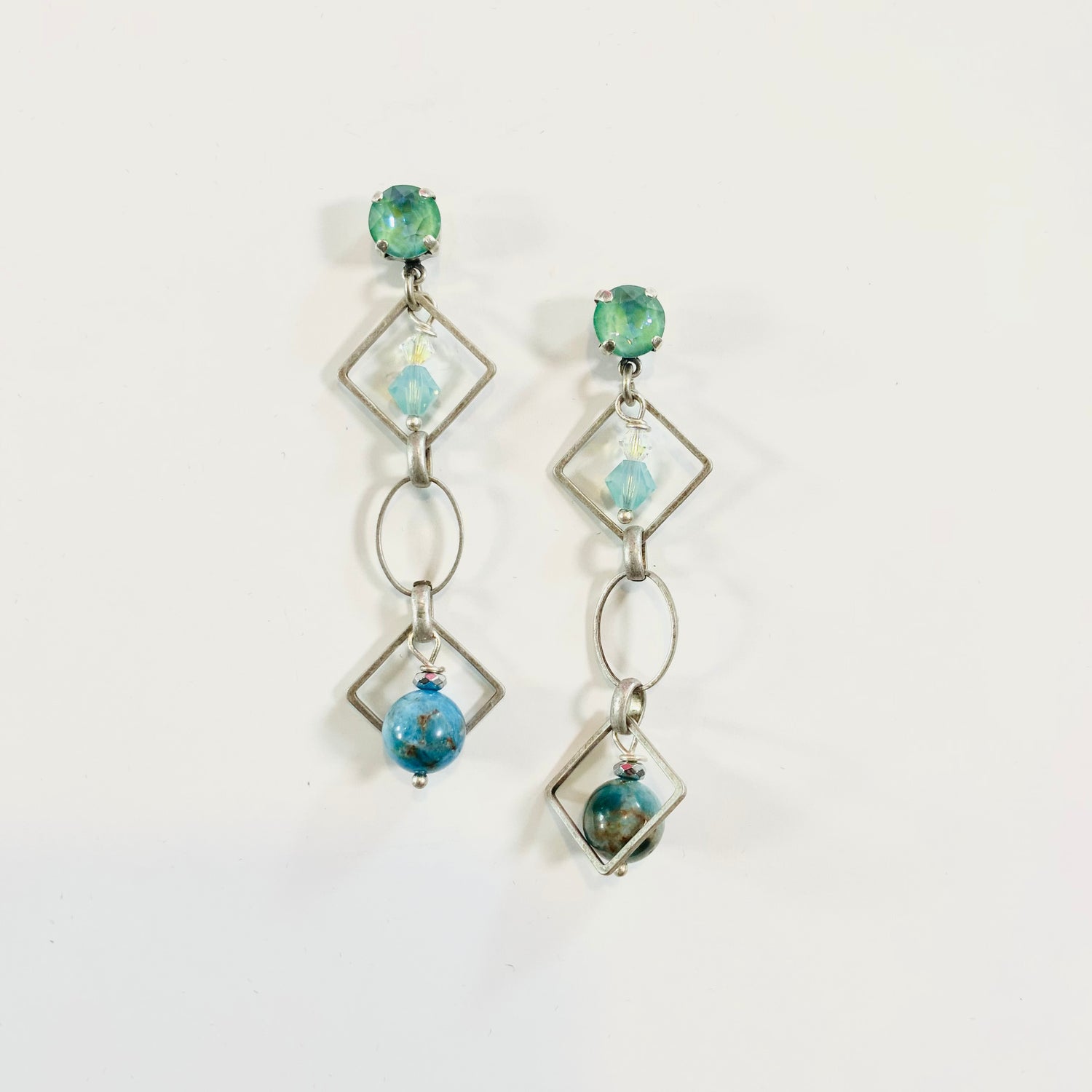 Long Minty Chain Link Earrings - KaraMarie