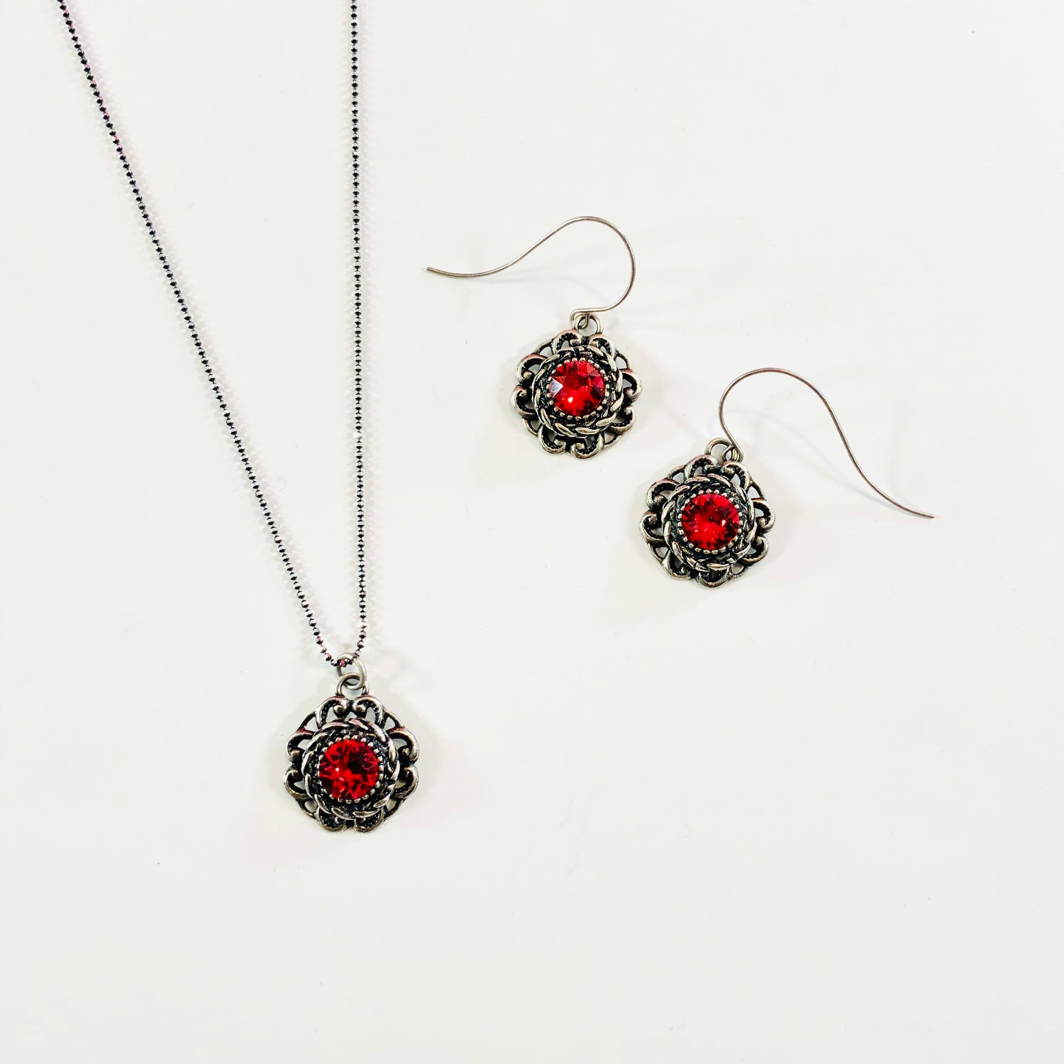 Indian Pink Rope Earring + Necklace Set - KaraMarie