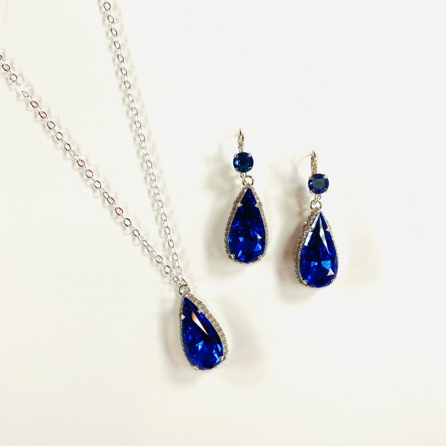 Long Teardrop Princess Necklace or Earring in Majestic Blue