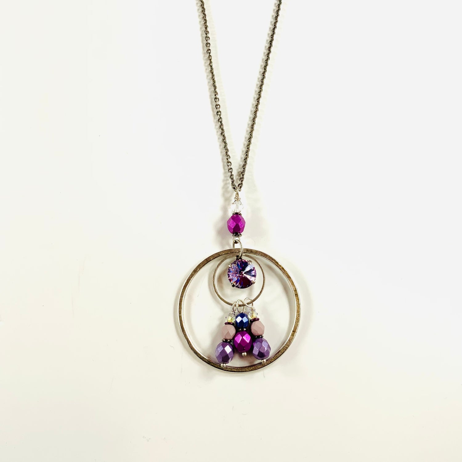 Long Violet Charm Necklace