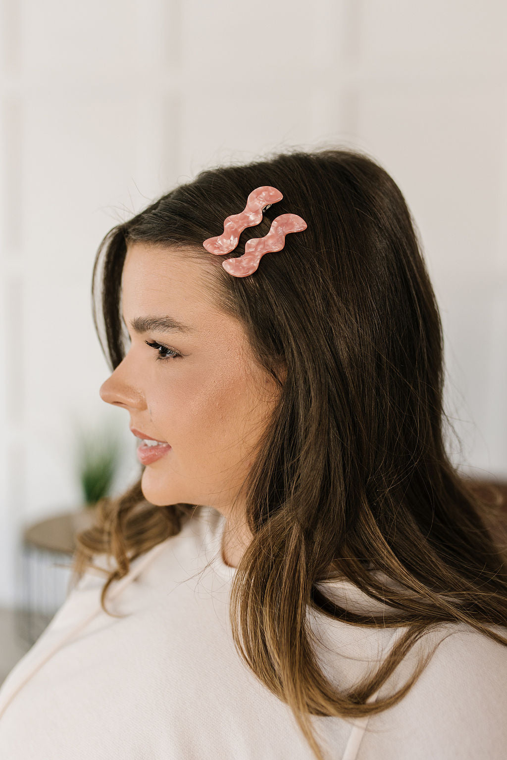 Wavy Clip Set Pink Pearl - KaraMarie