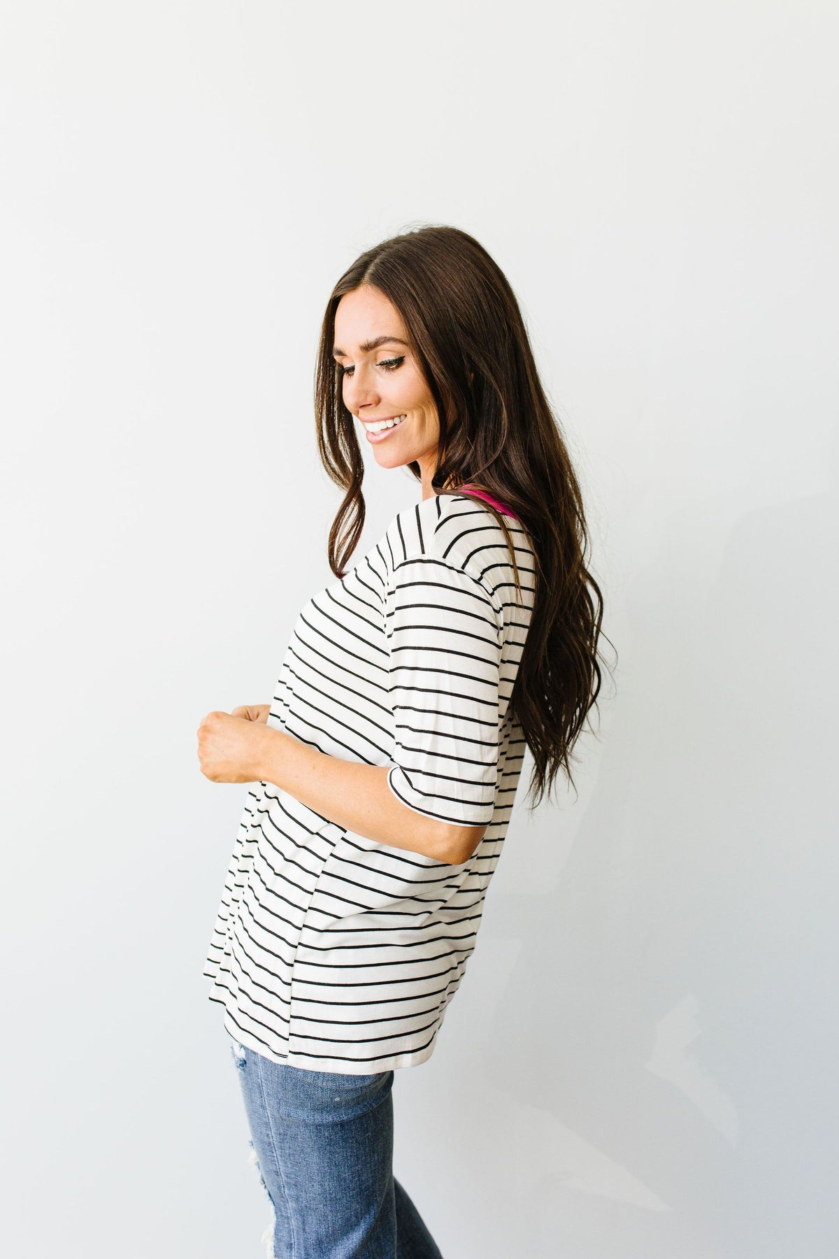 Pink Neon Striped V Top - KaraMarie Boutique